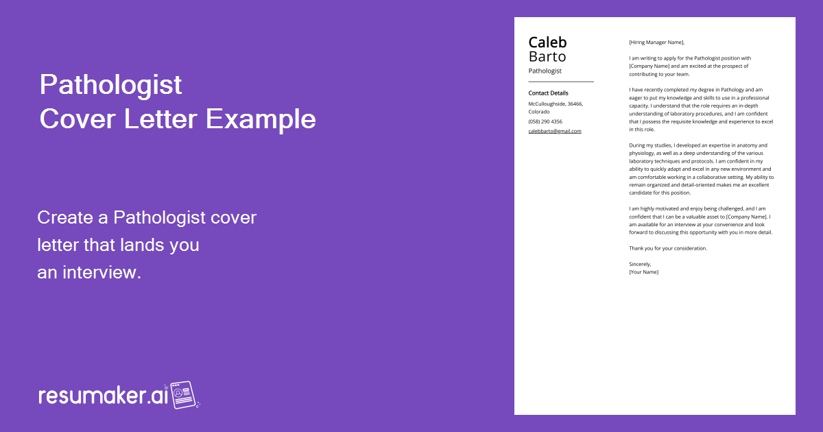 Pathologist Cover Letter Examples Template Tips
