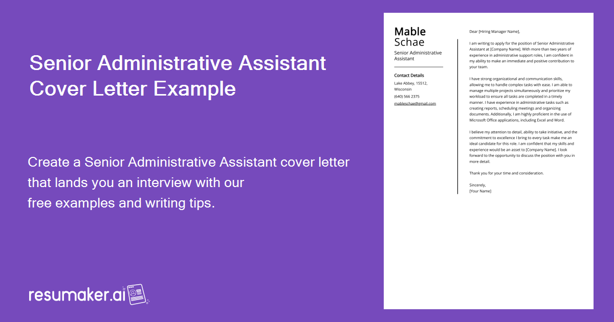 Senior Administrative Assistant Cover Letter Examples Template Tips