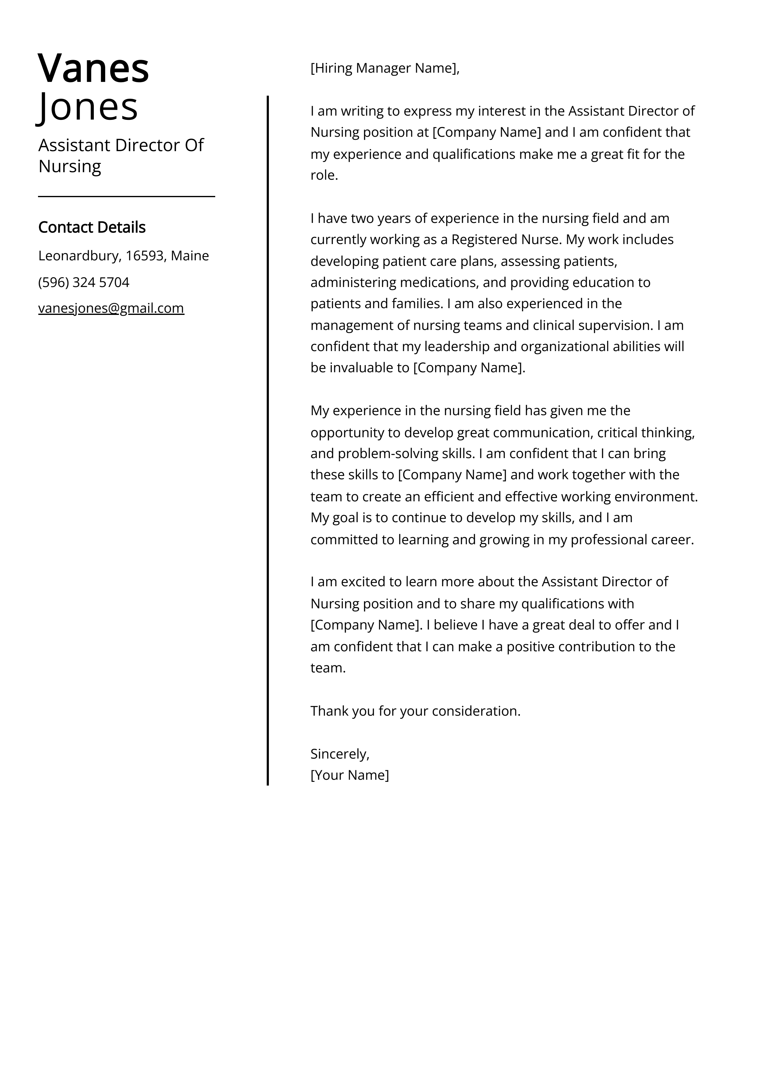 Rn Cover Letter Template