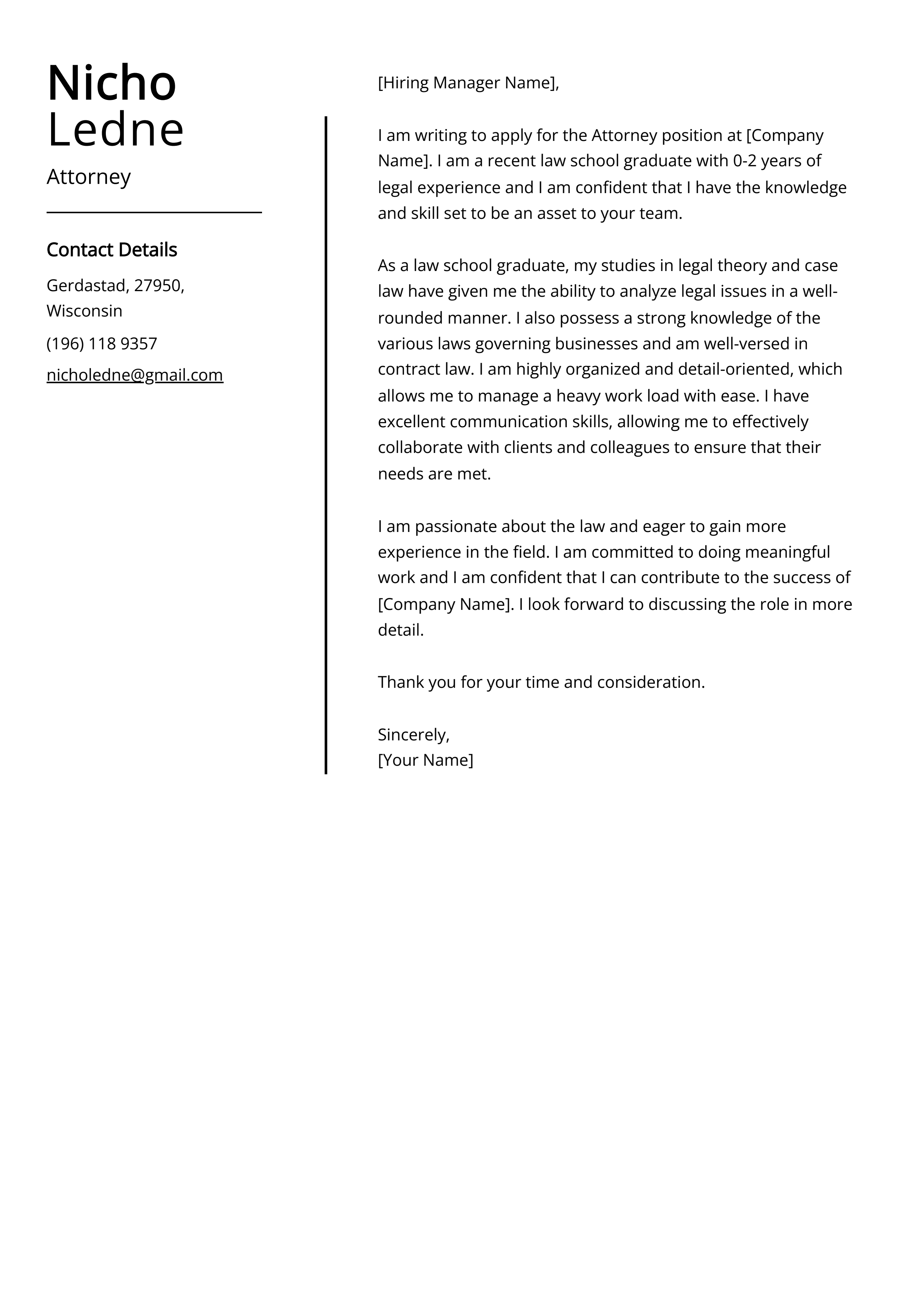 Attorney Cover Letter Example