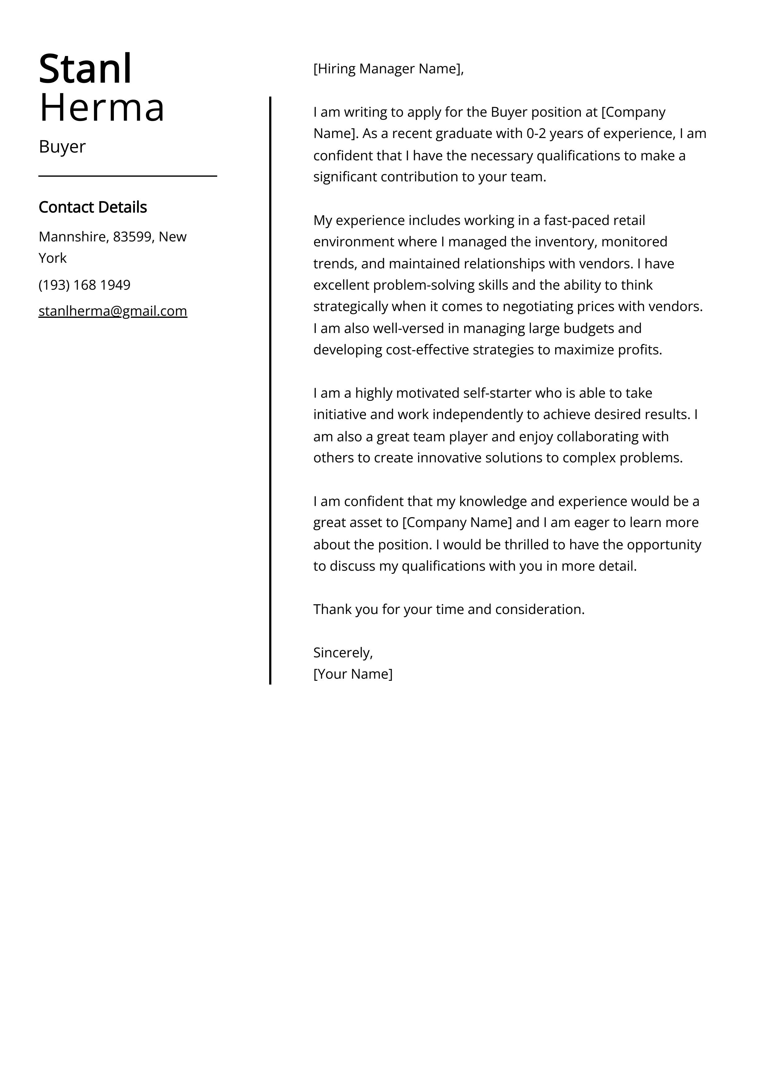 cover letter for internship example