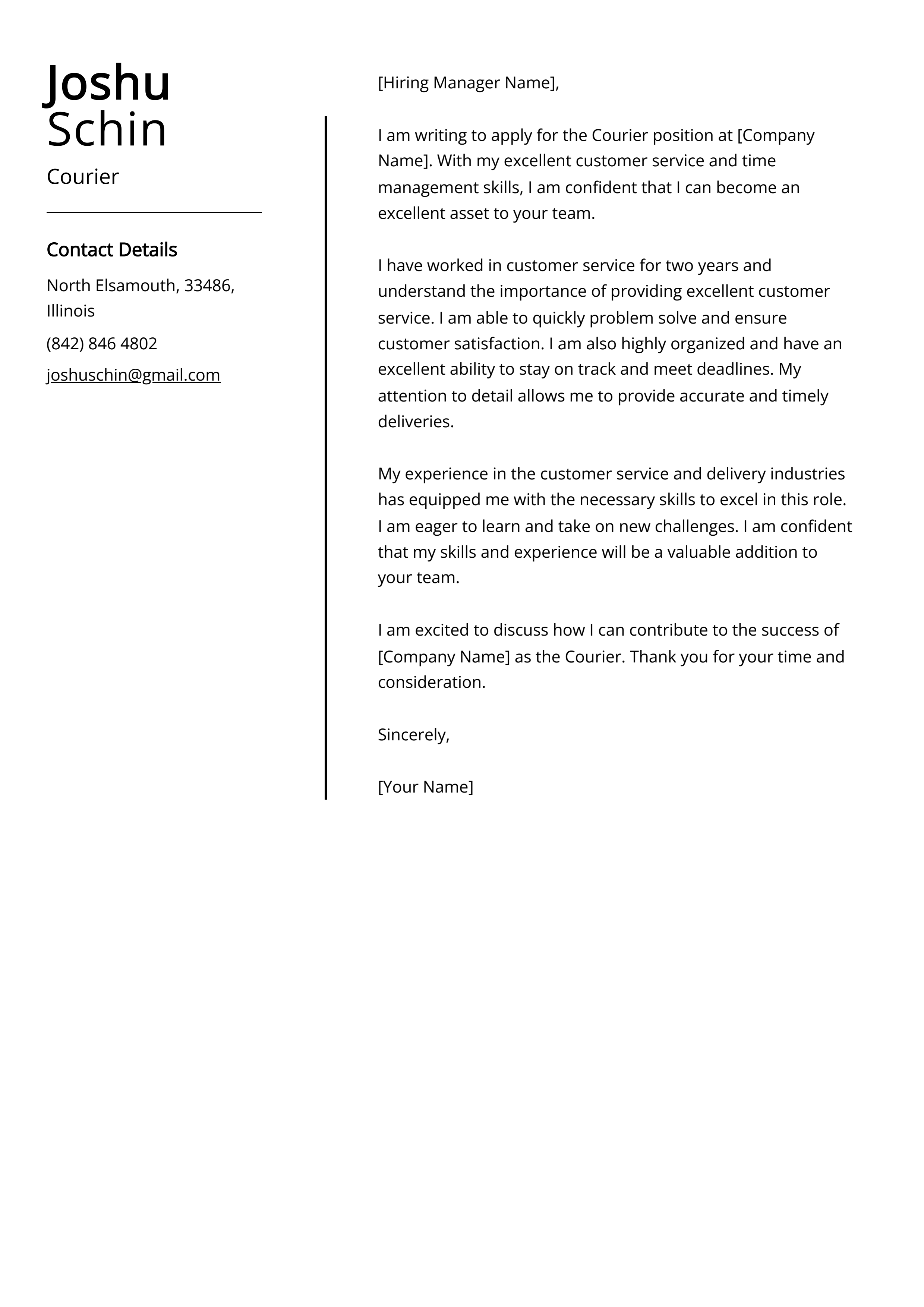 Courier Cover Letter Example