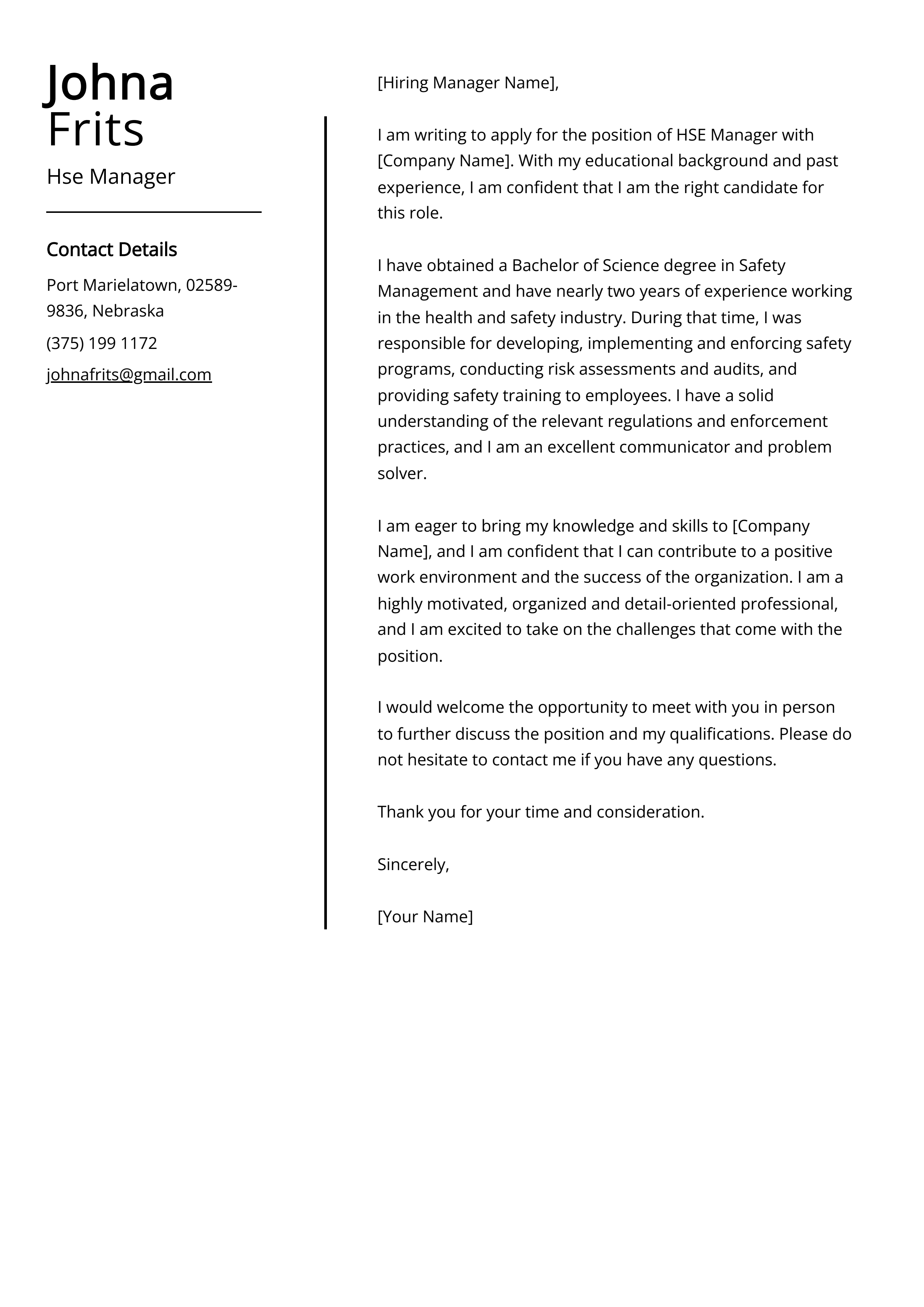 Hse Manager Cover Letter Sample Guide Entry Level Senior Jobs 