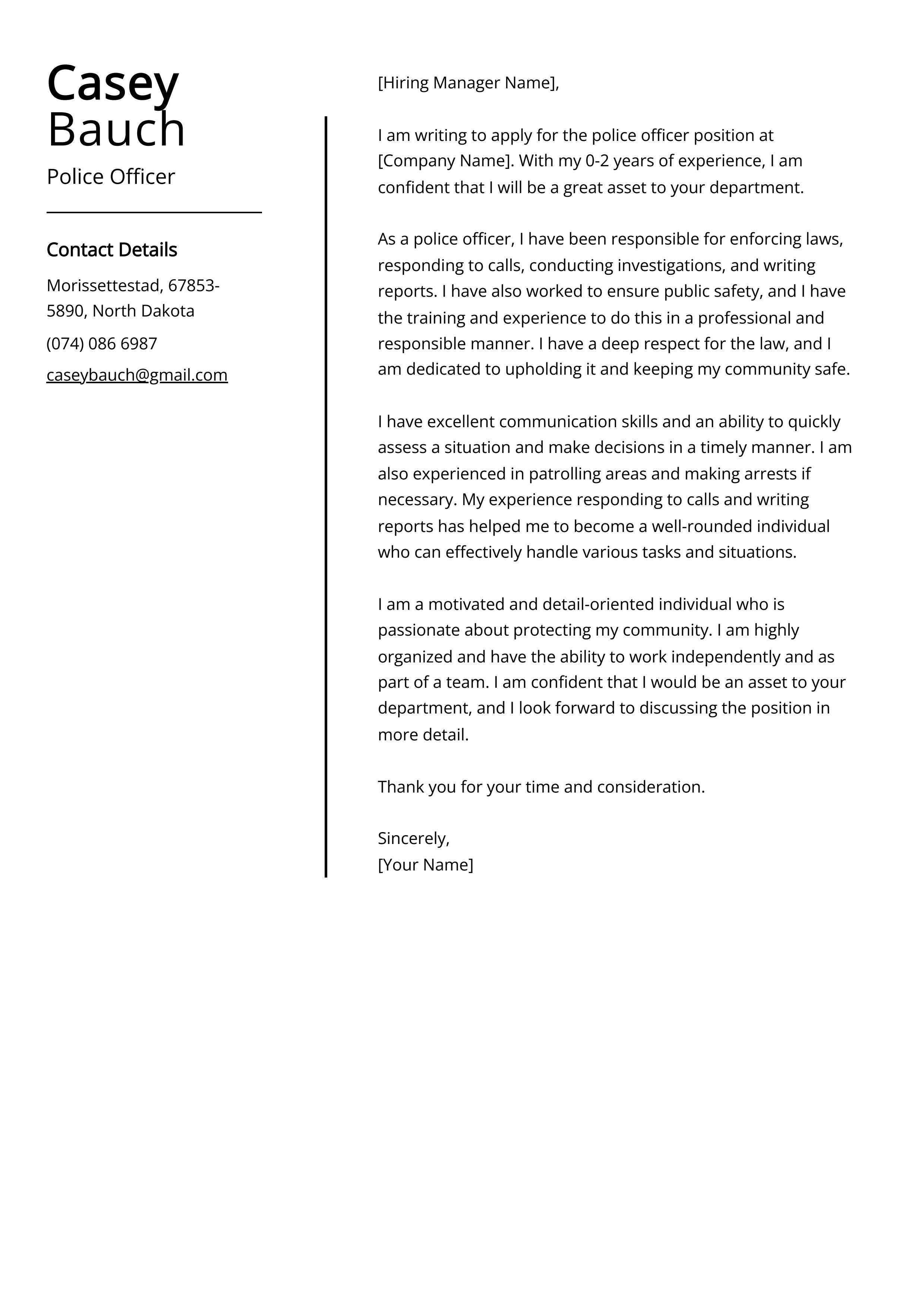 Police Officer Cover Letter Example (Free Guide)