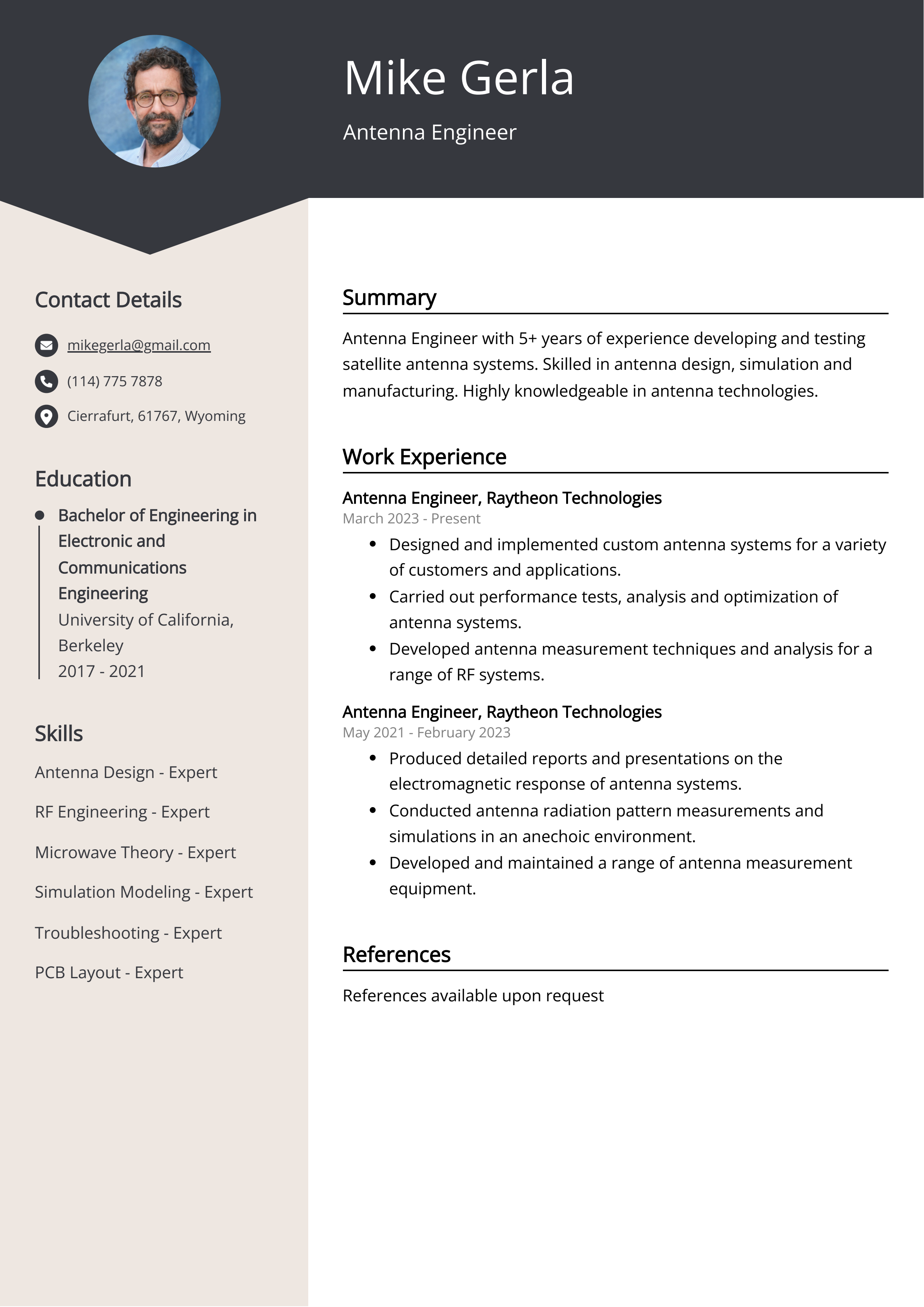 Antenna Engineer CV Example