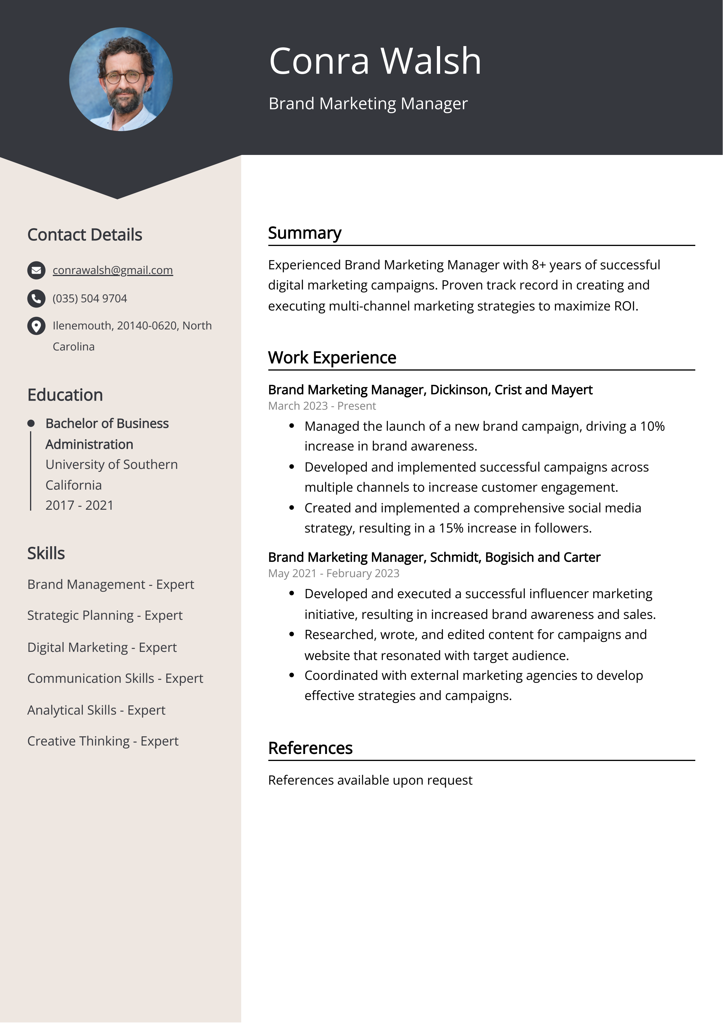 Brand Marketing Manager CV Example