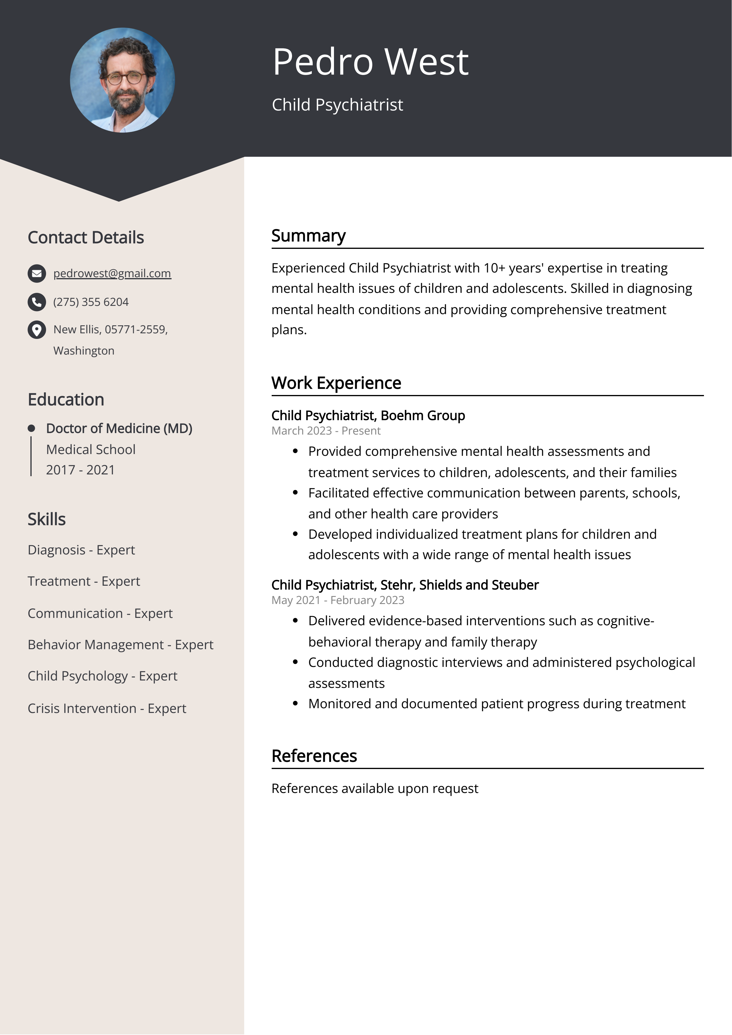 Child Psychiatrist CV Example