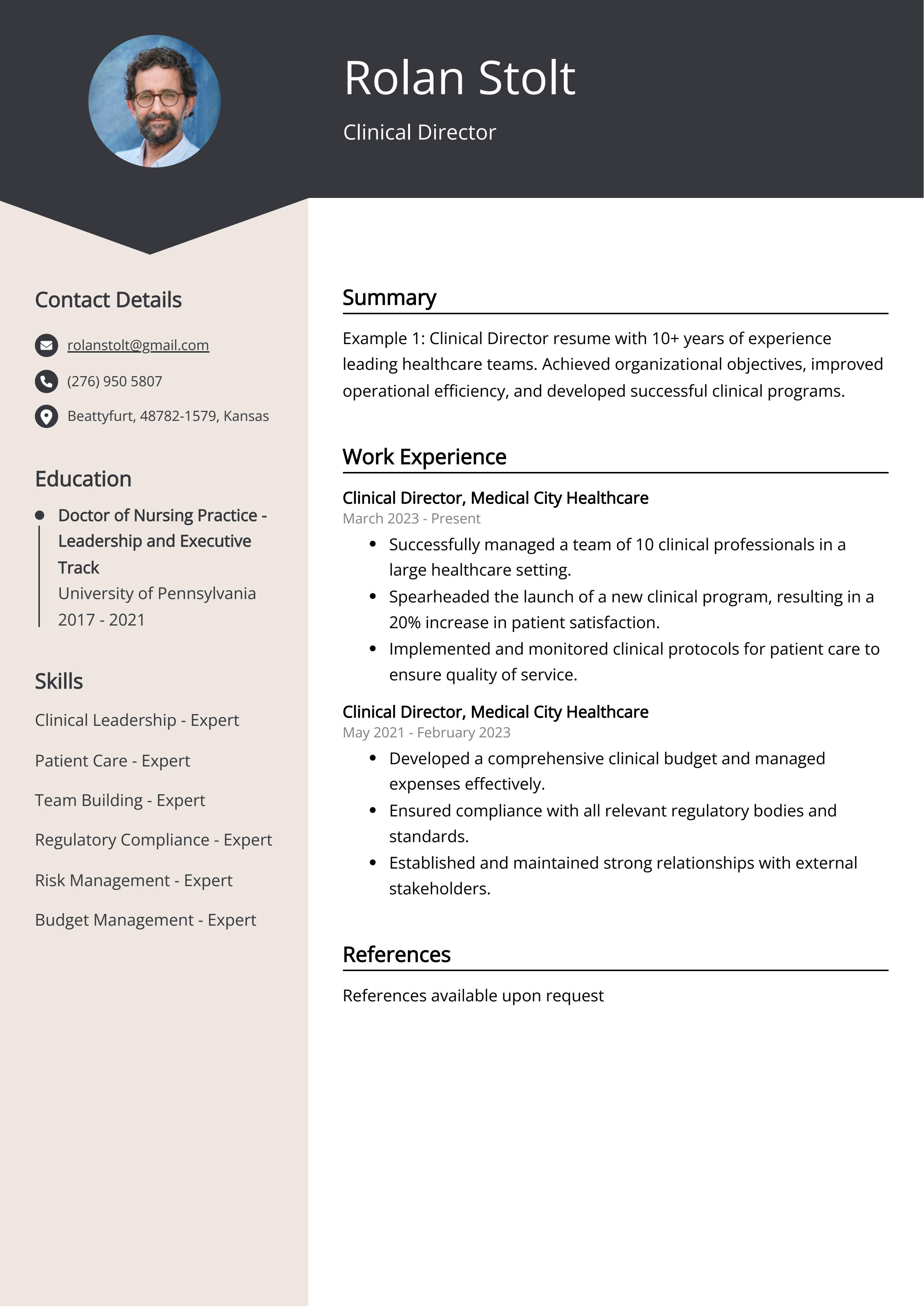 Clinical Director CV Example