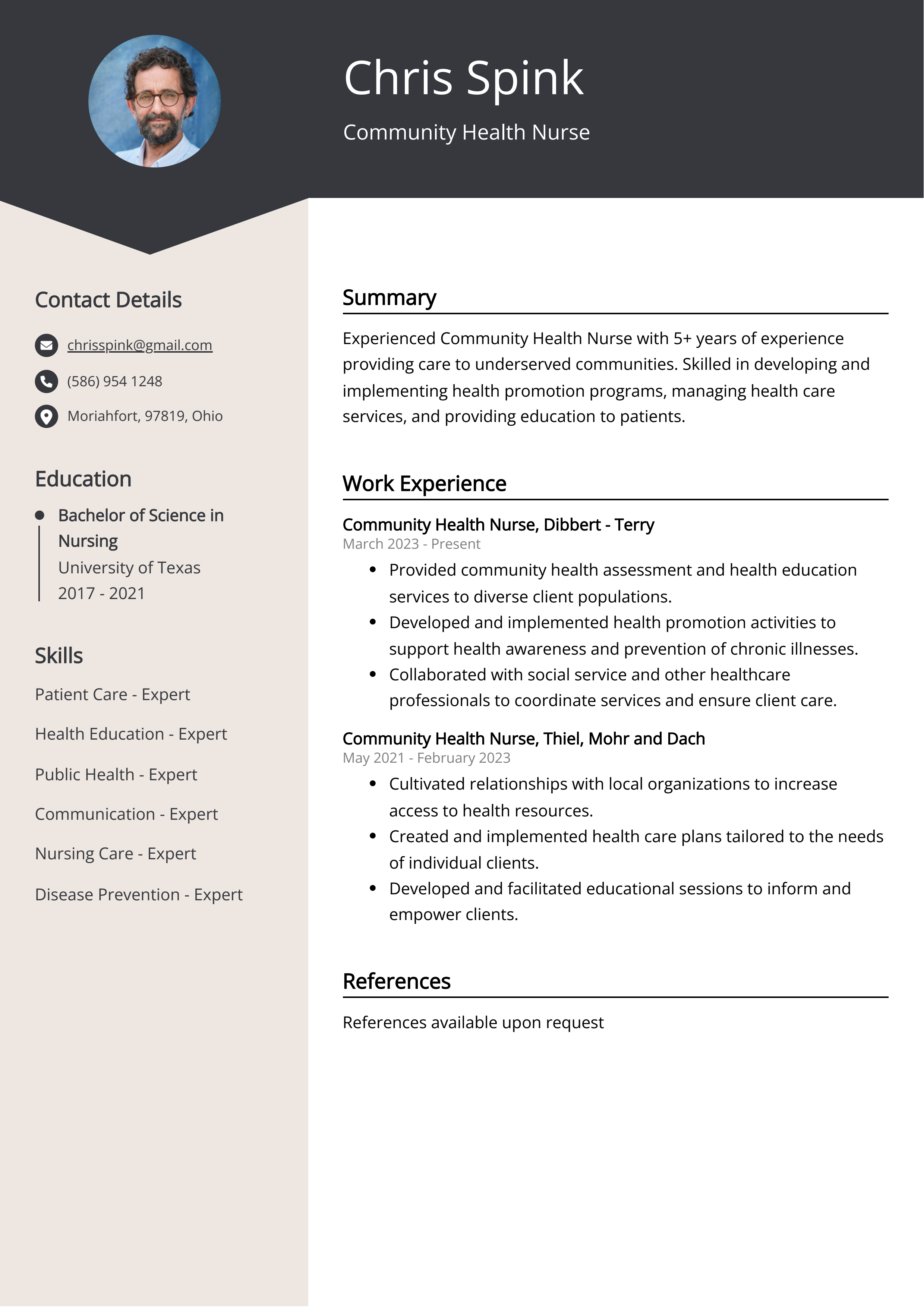 Community Health Nurse CV Example