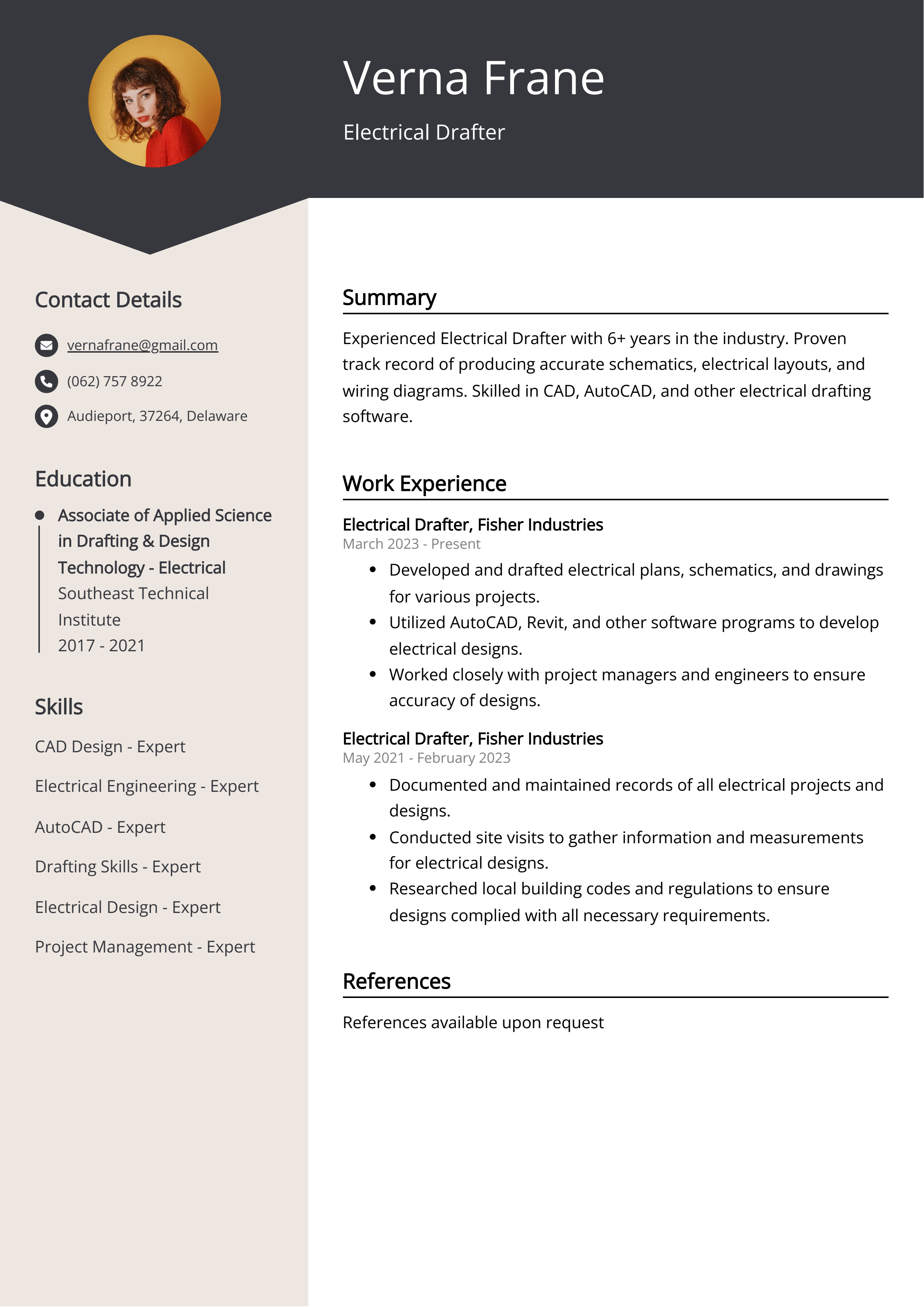 Electrical Drafter CV Example