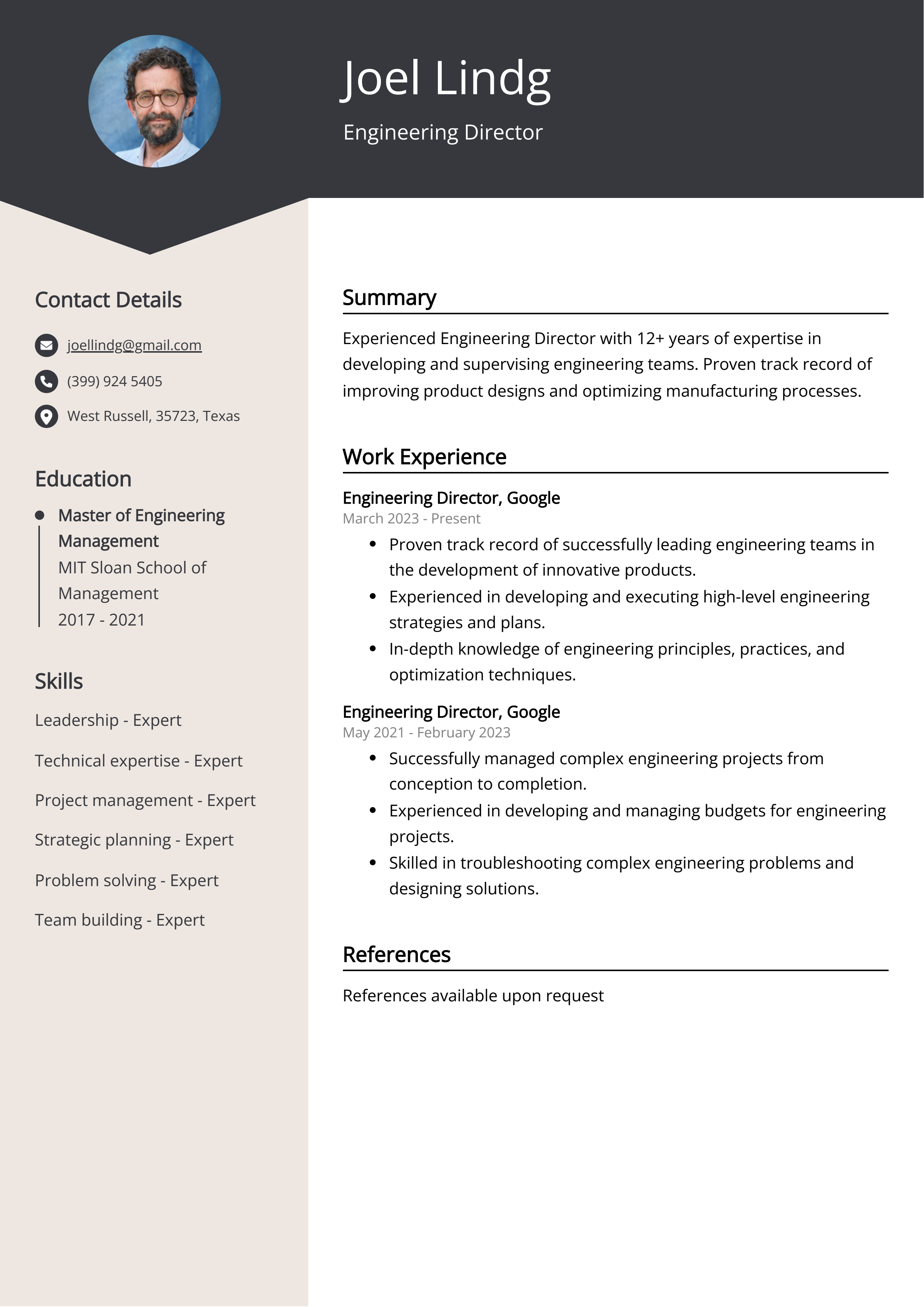 Engineering Director CV Example