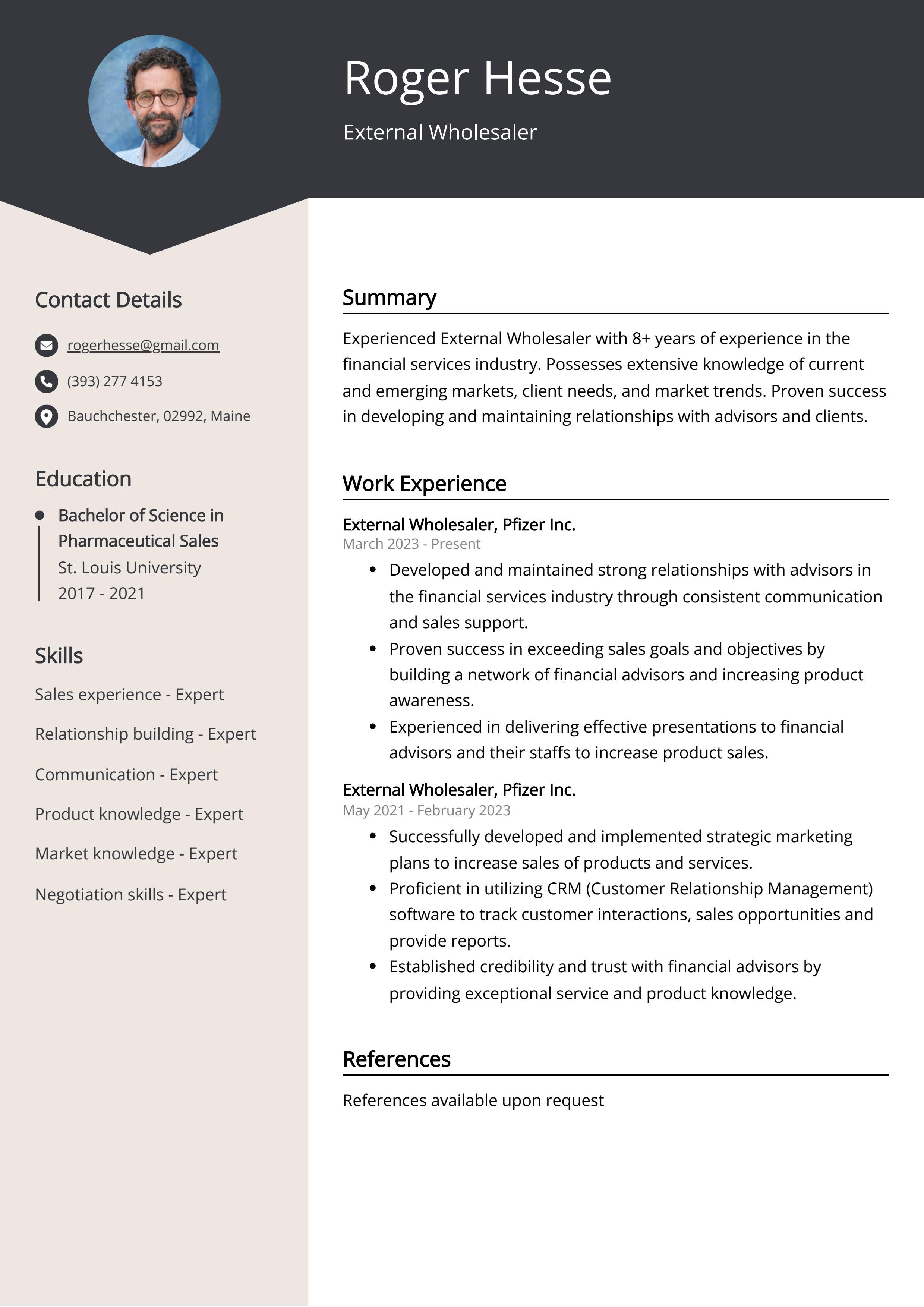 External Wholesaler CV Example