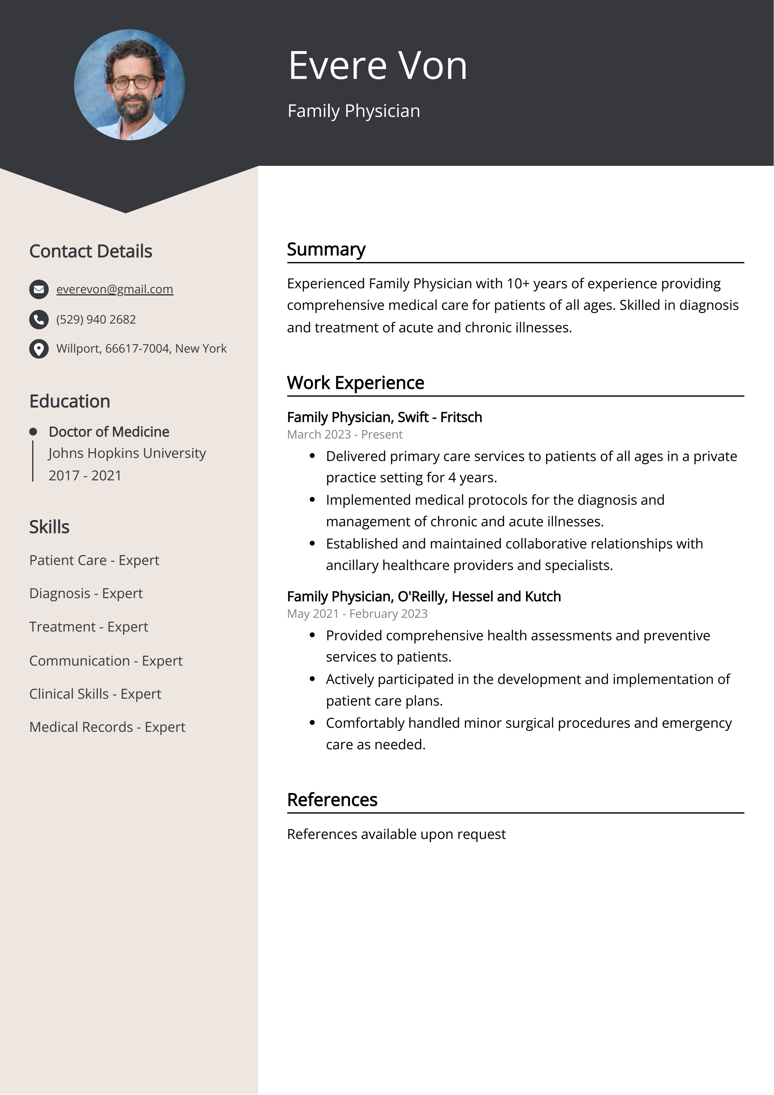 Family Physician CV Example