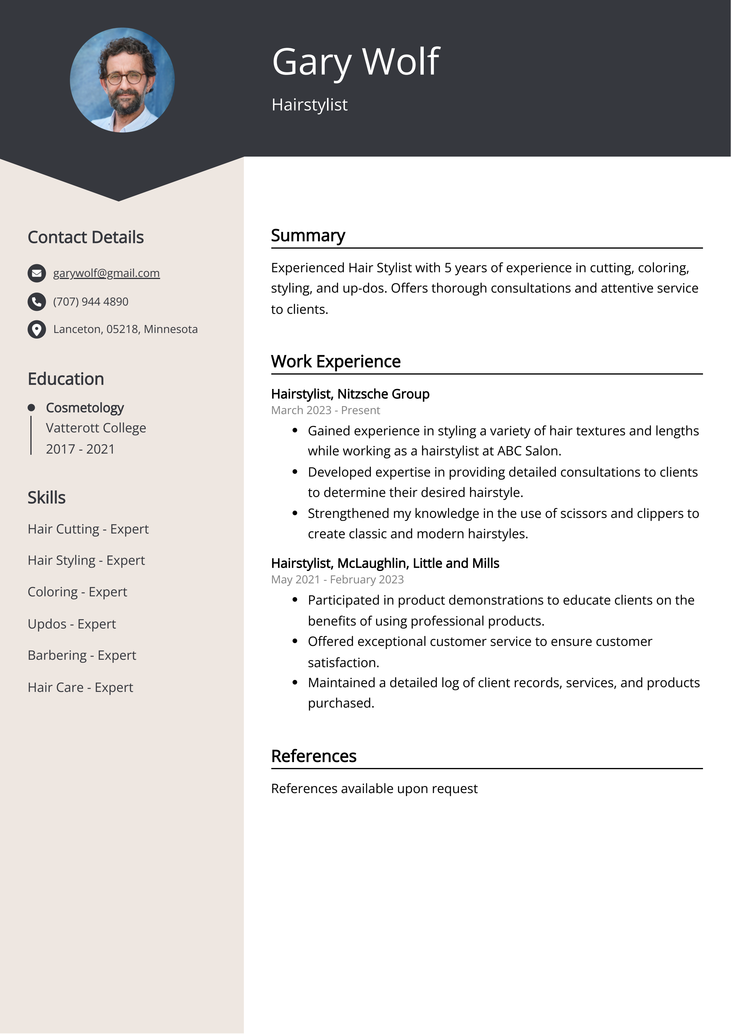 Hairstylist CV Example