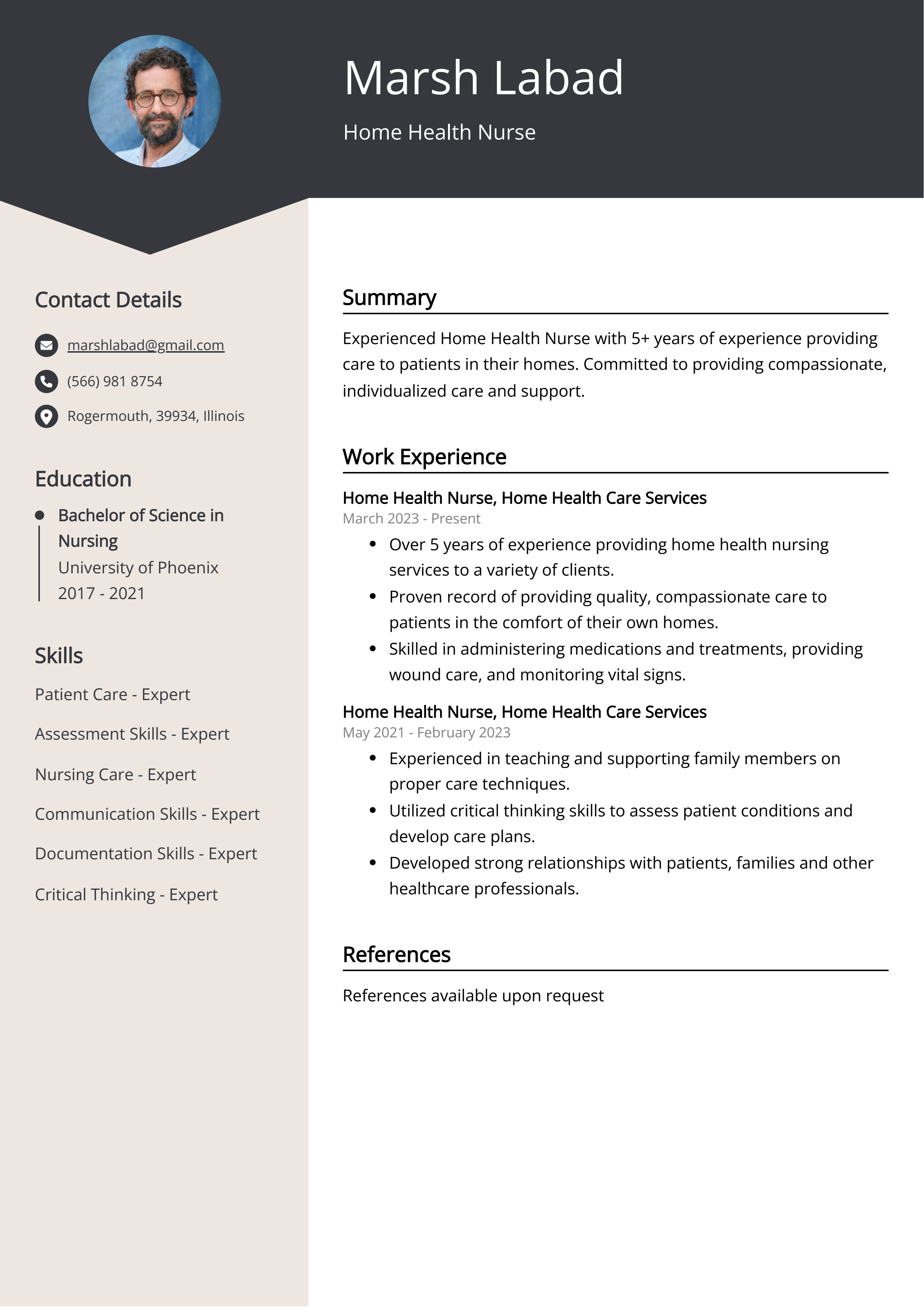 Home Health Nurse CV Example