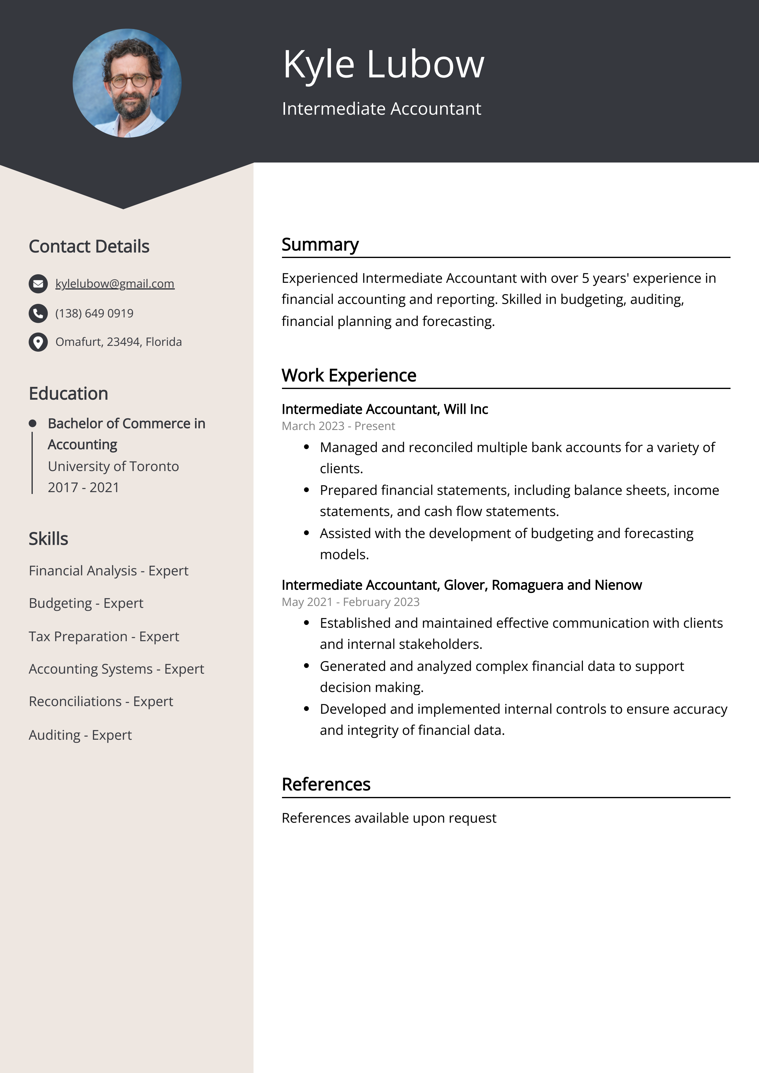 Intermediate Accountant CV Example