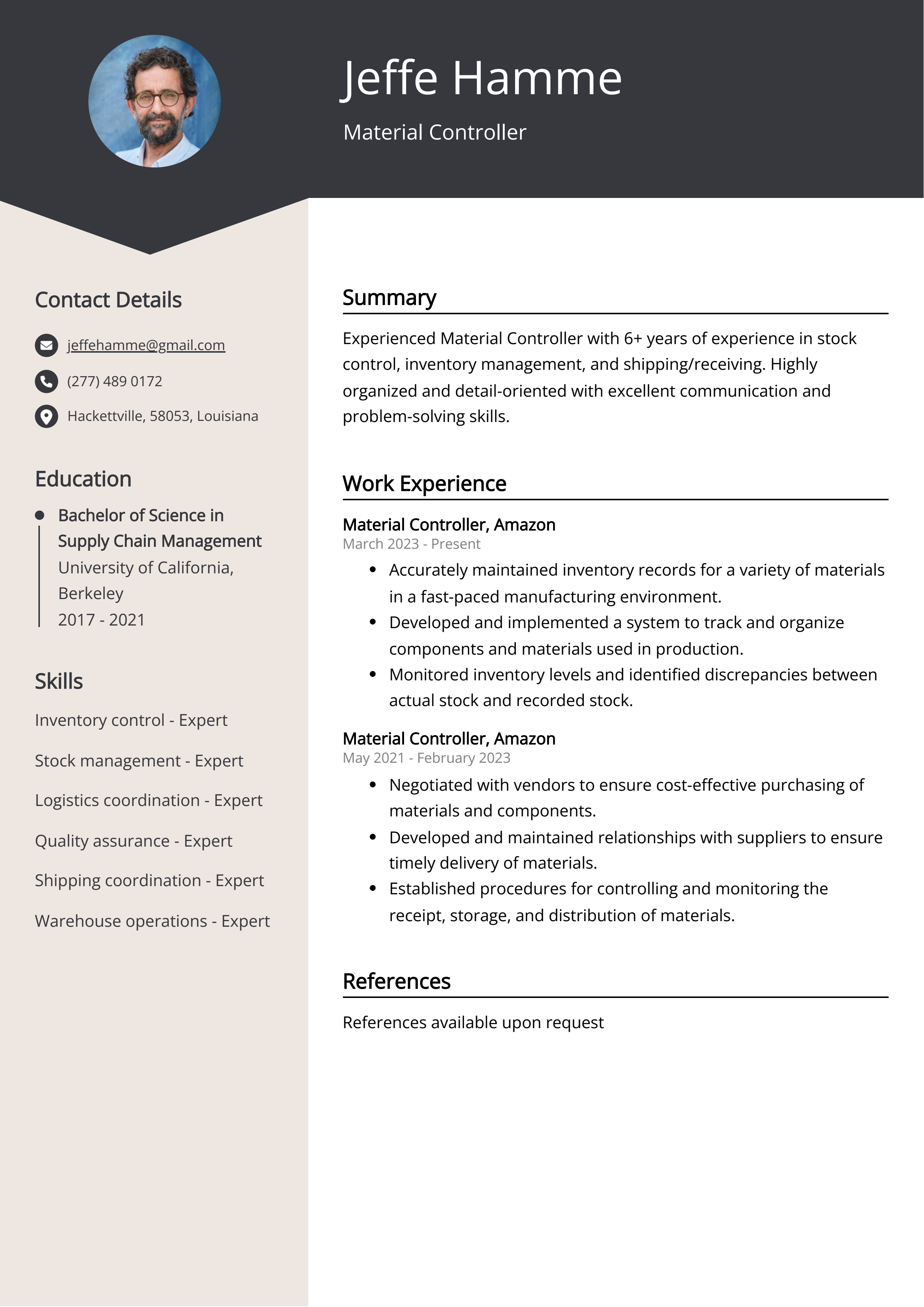 Material Controller CV Example