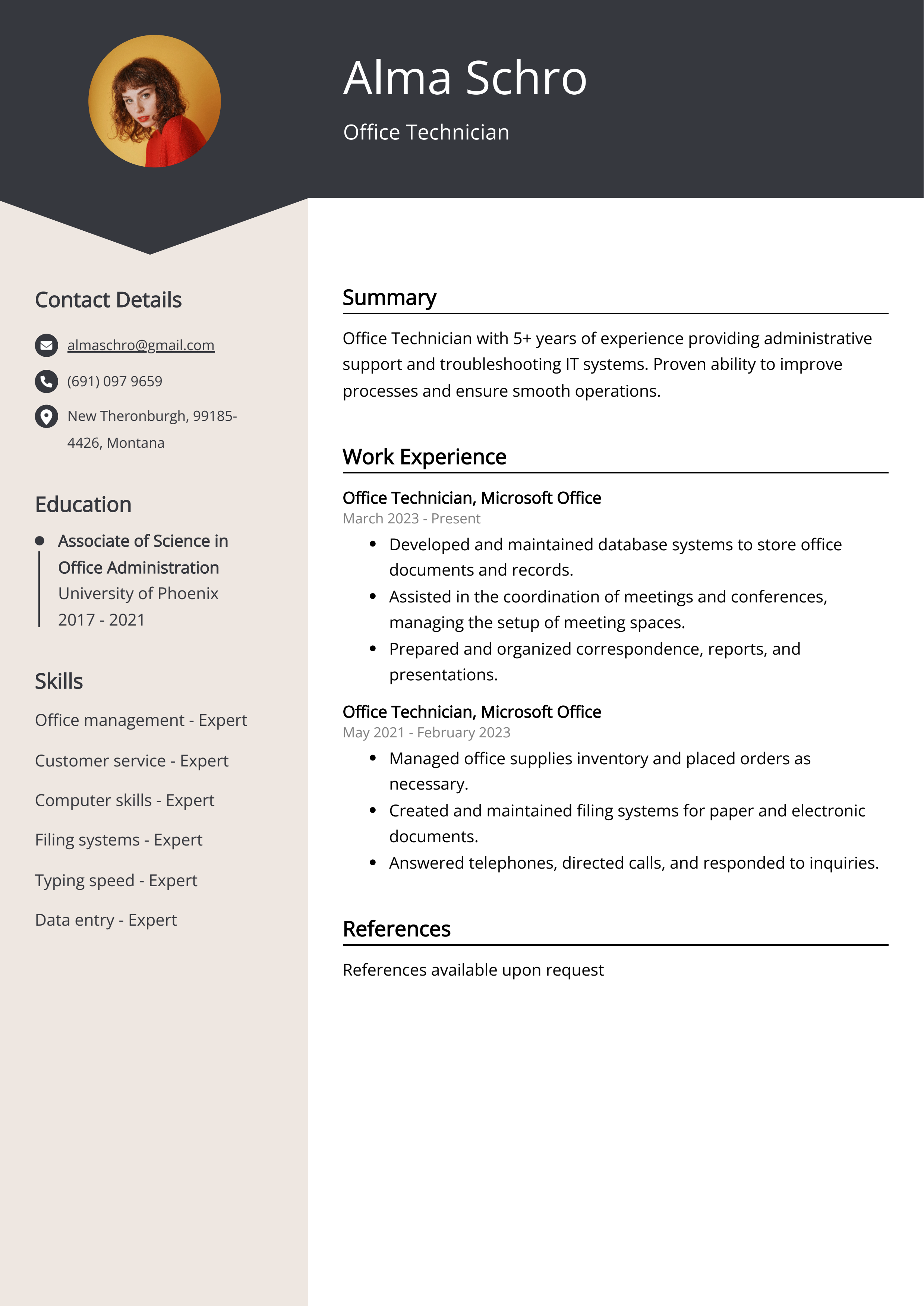 Office Technician CV Example