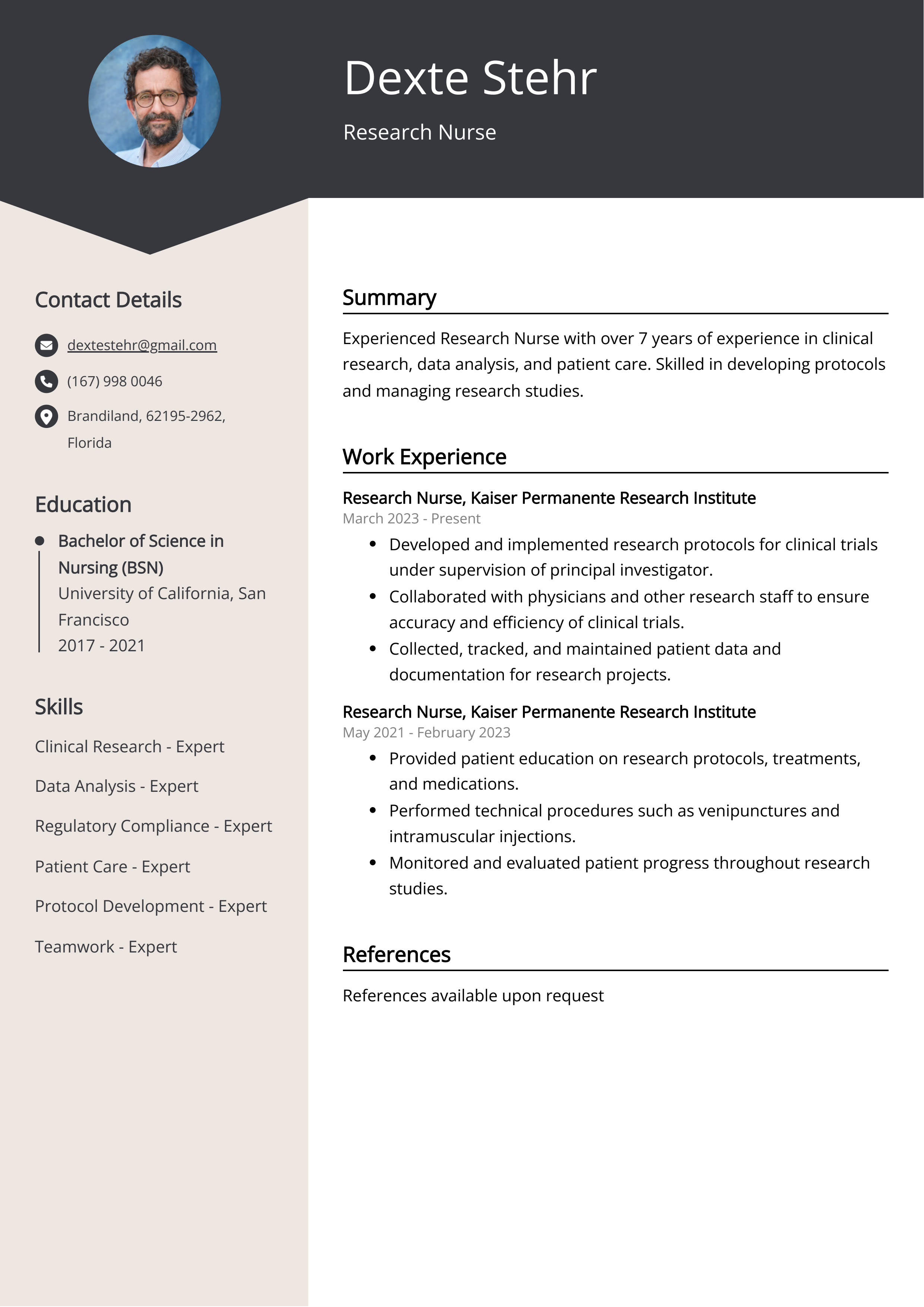 Research Nurse CV Example