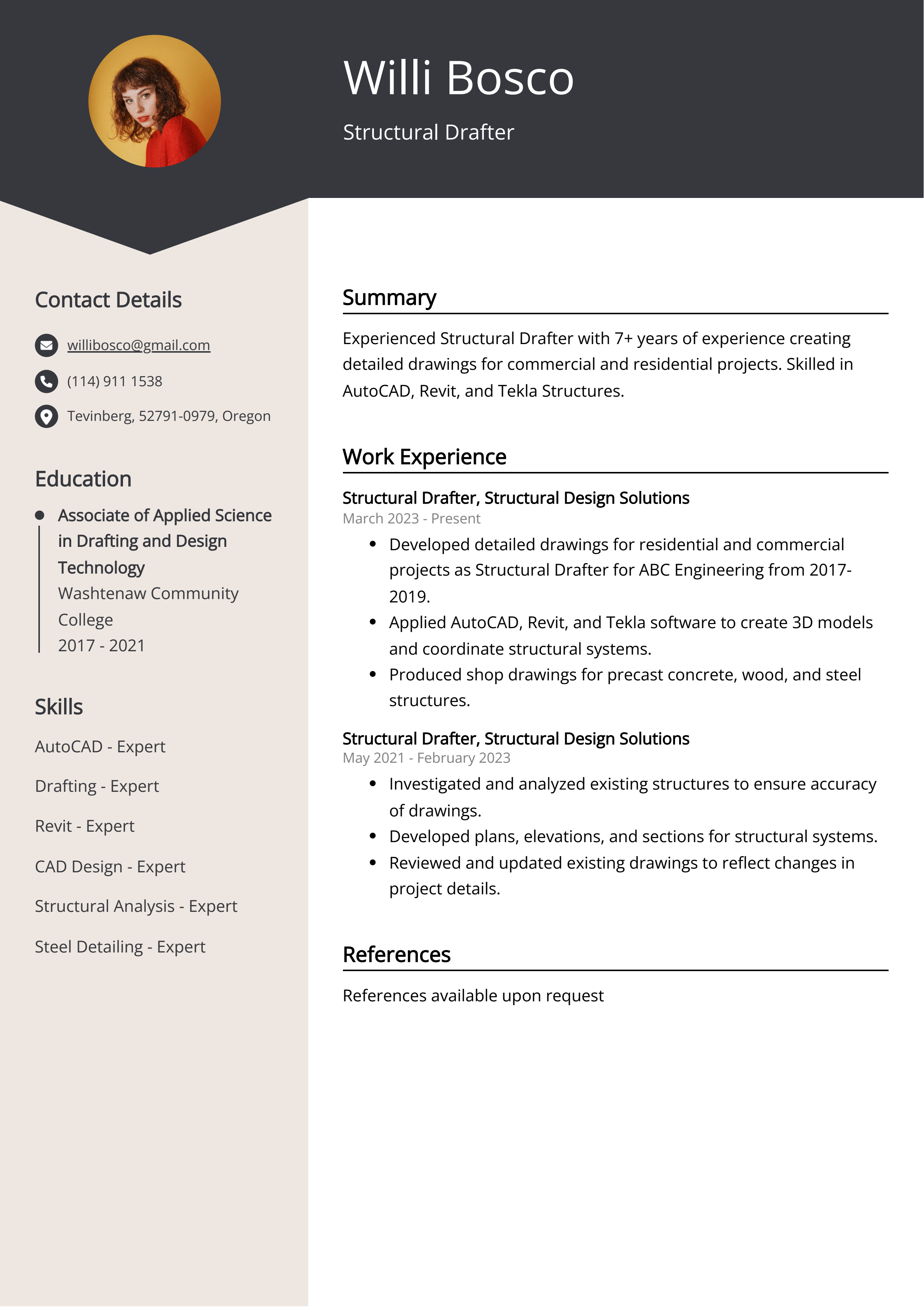 Structural Drafter CV Example