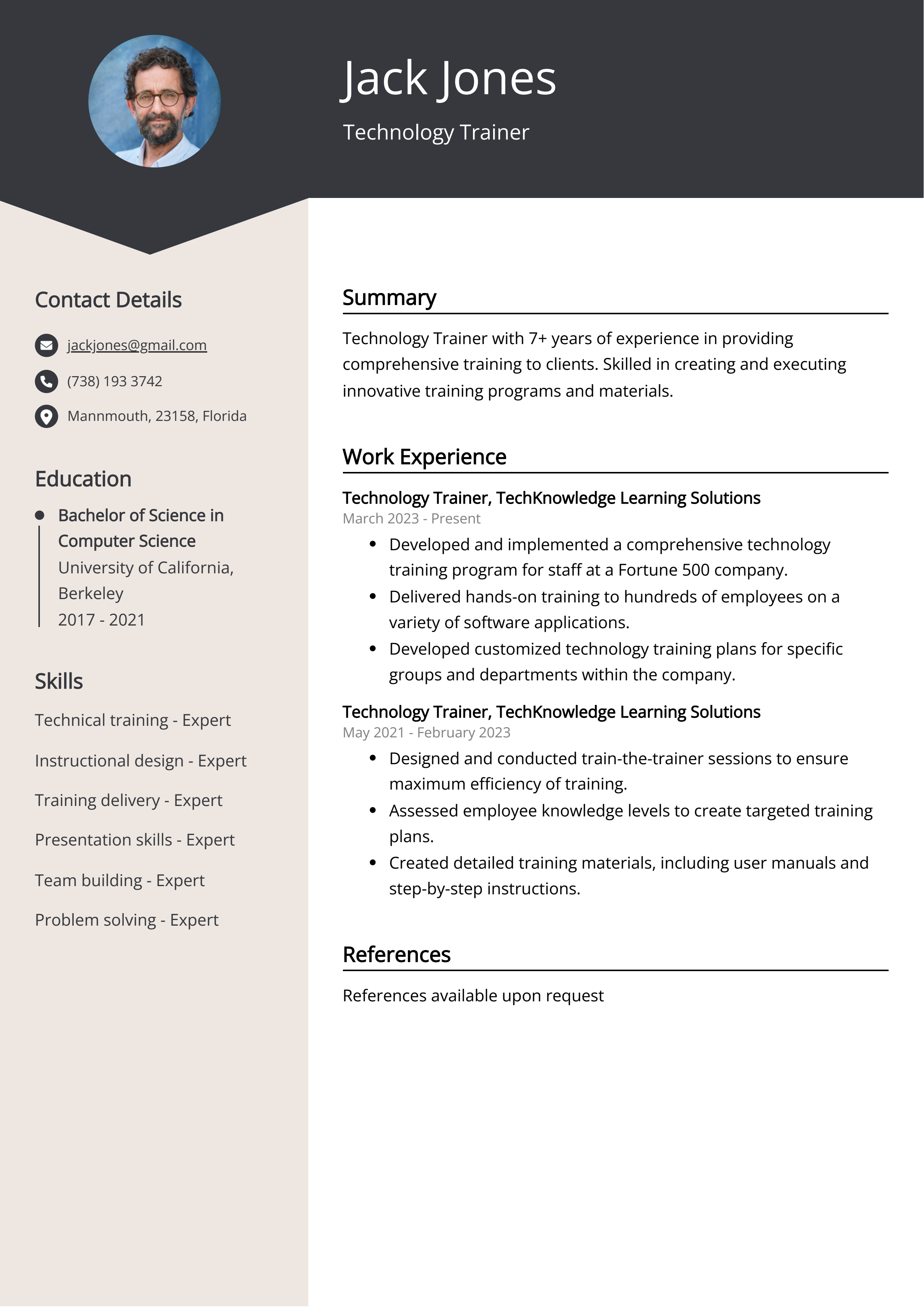 Technology Trainer CV Example