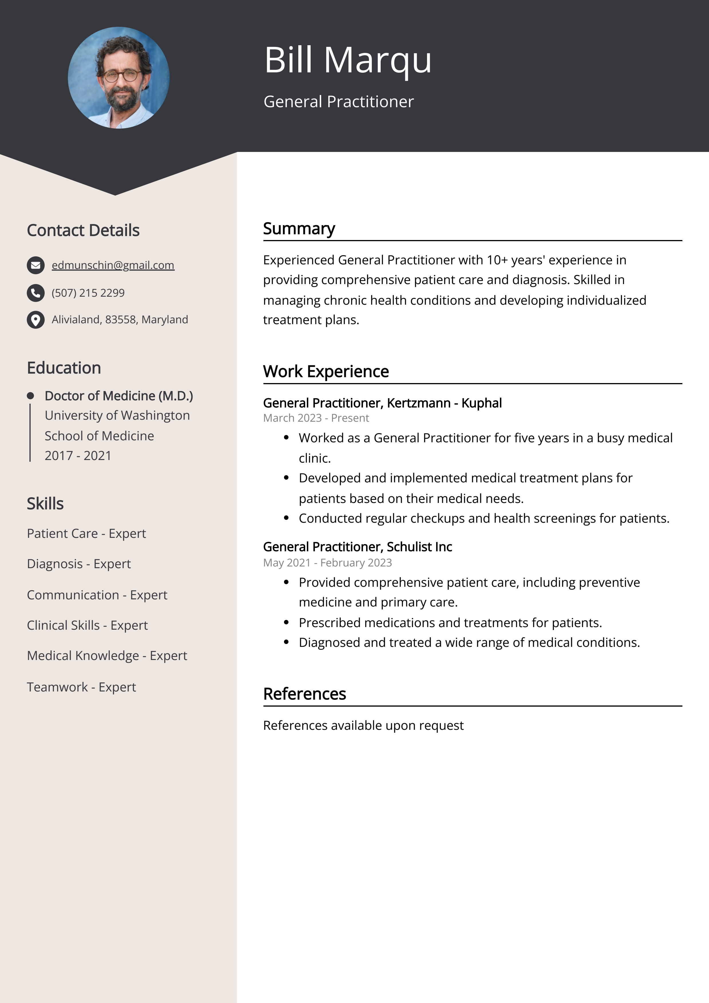 General Practitioner Resume Example