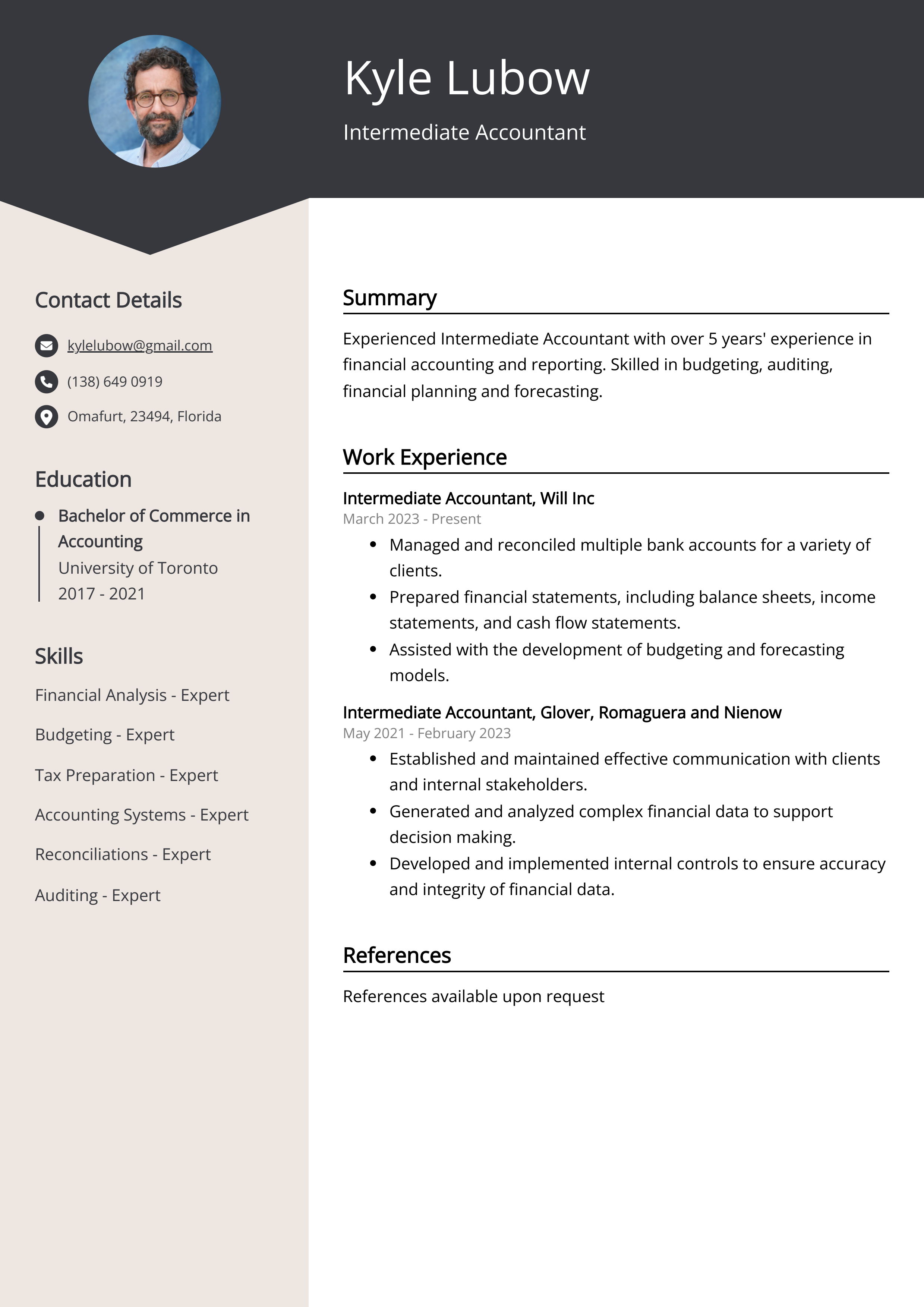 Intermediate Accountant Resume Example