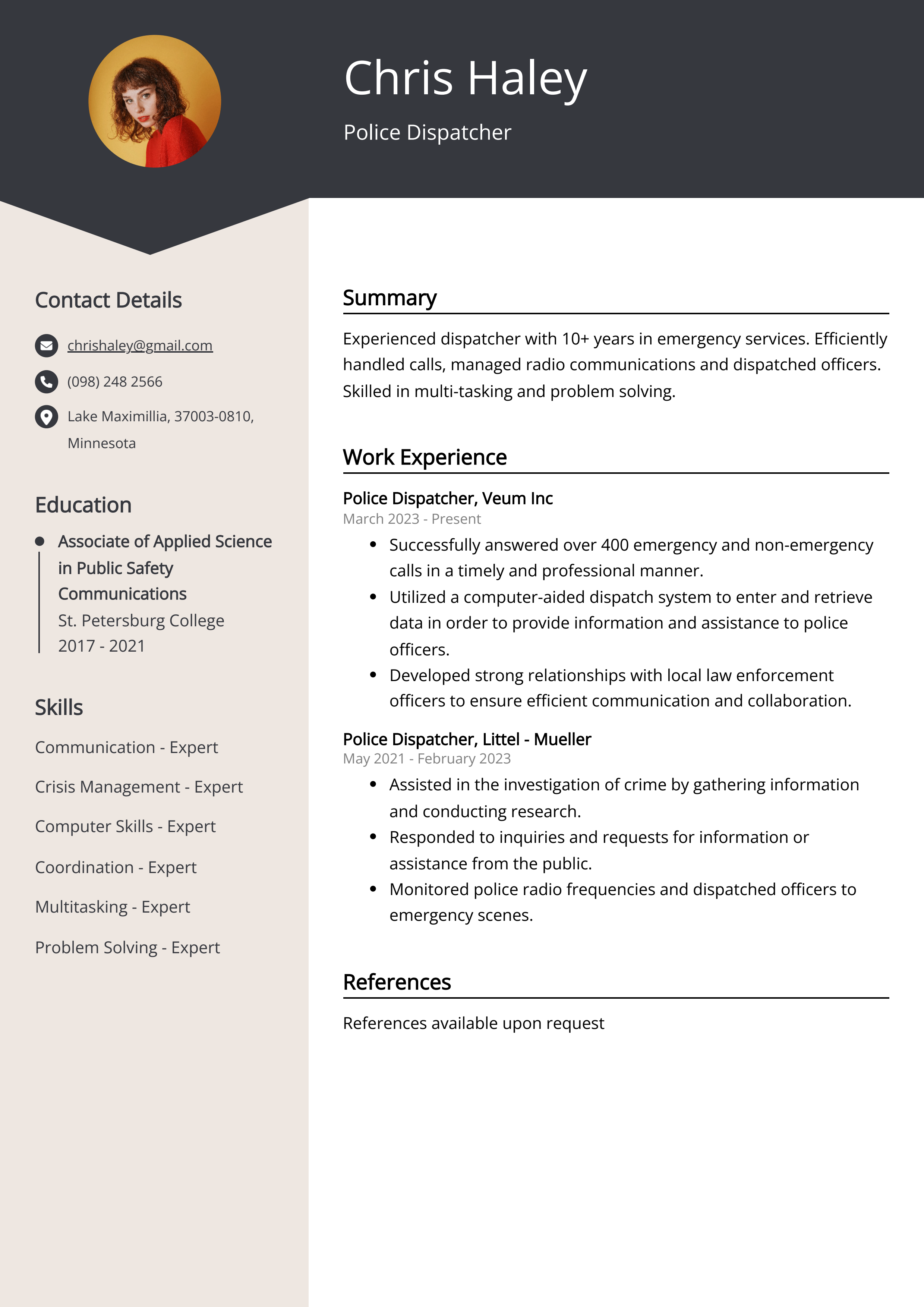 Police Dispatcher Resume Examples Template 20 Tips 