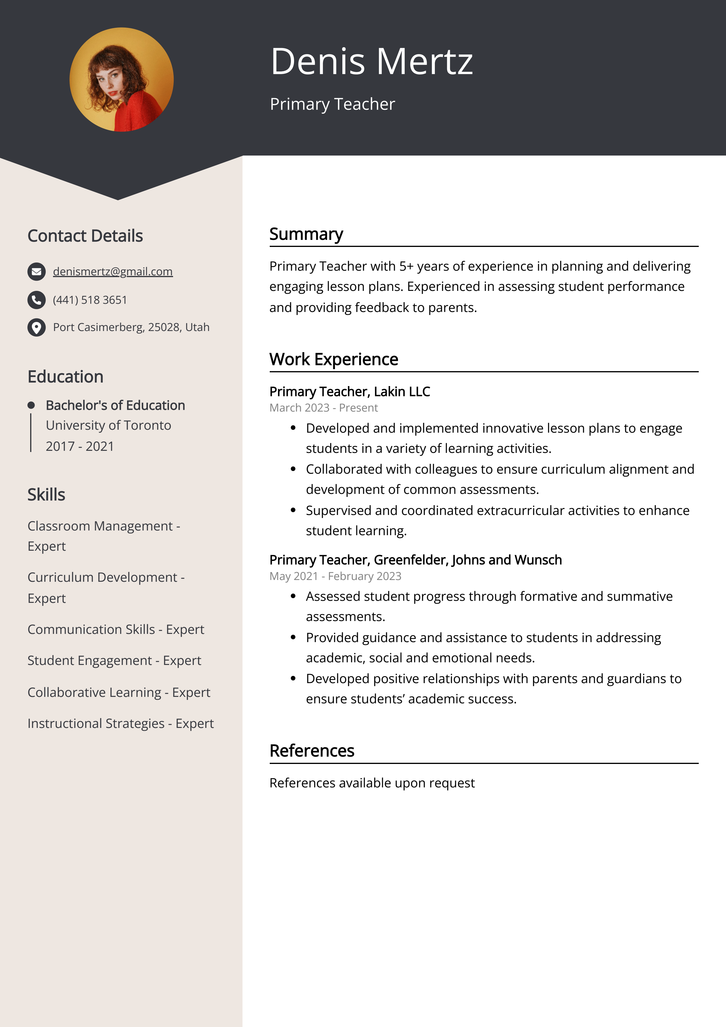 Primary Teacher Resume Examples Template 20 Tips 