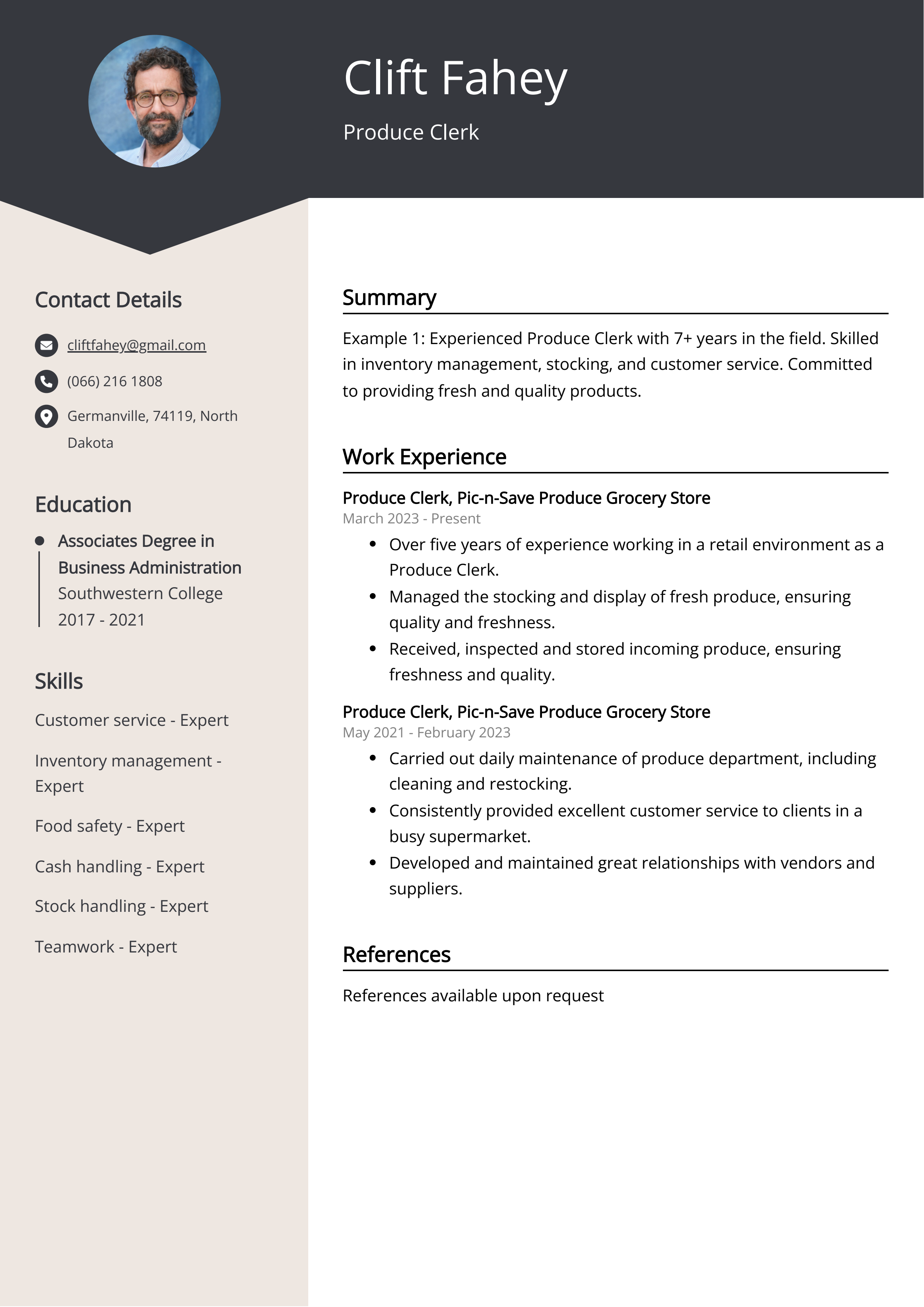 Produce Clerk Resume Example