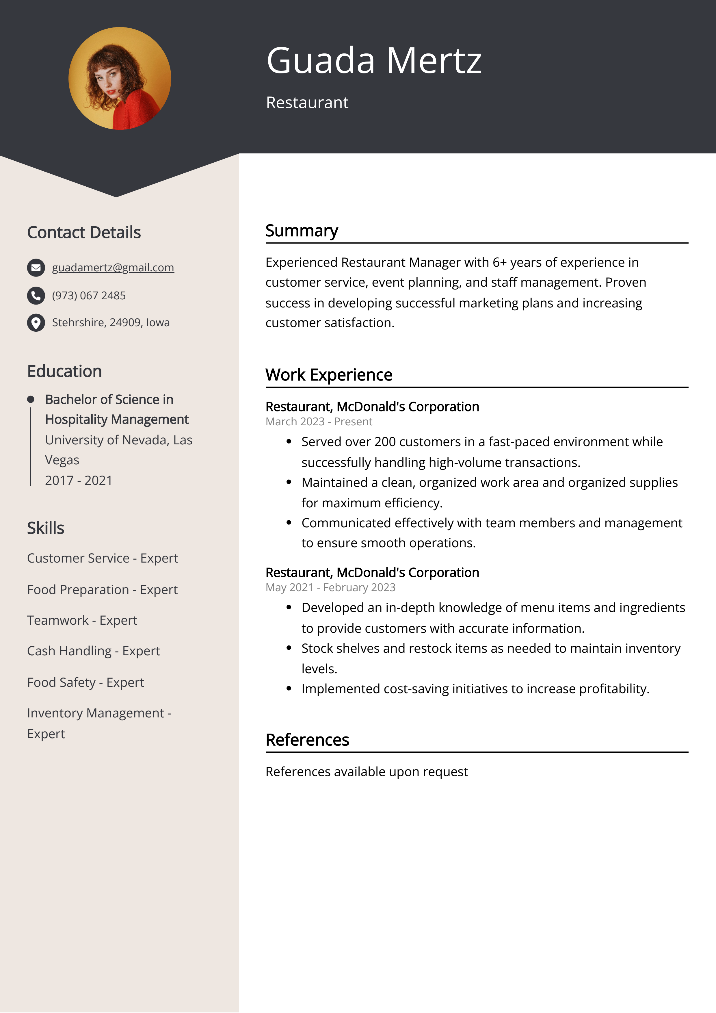 Restaurant Resume Examples Template 20 Tips 