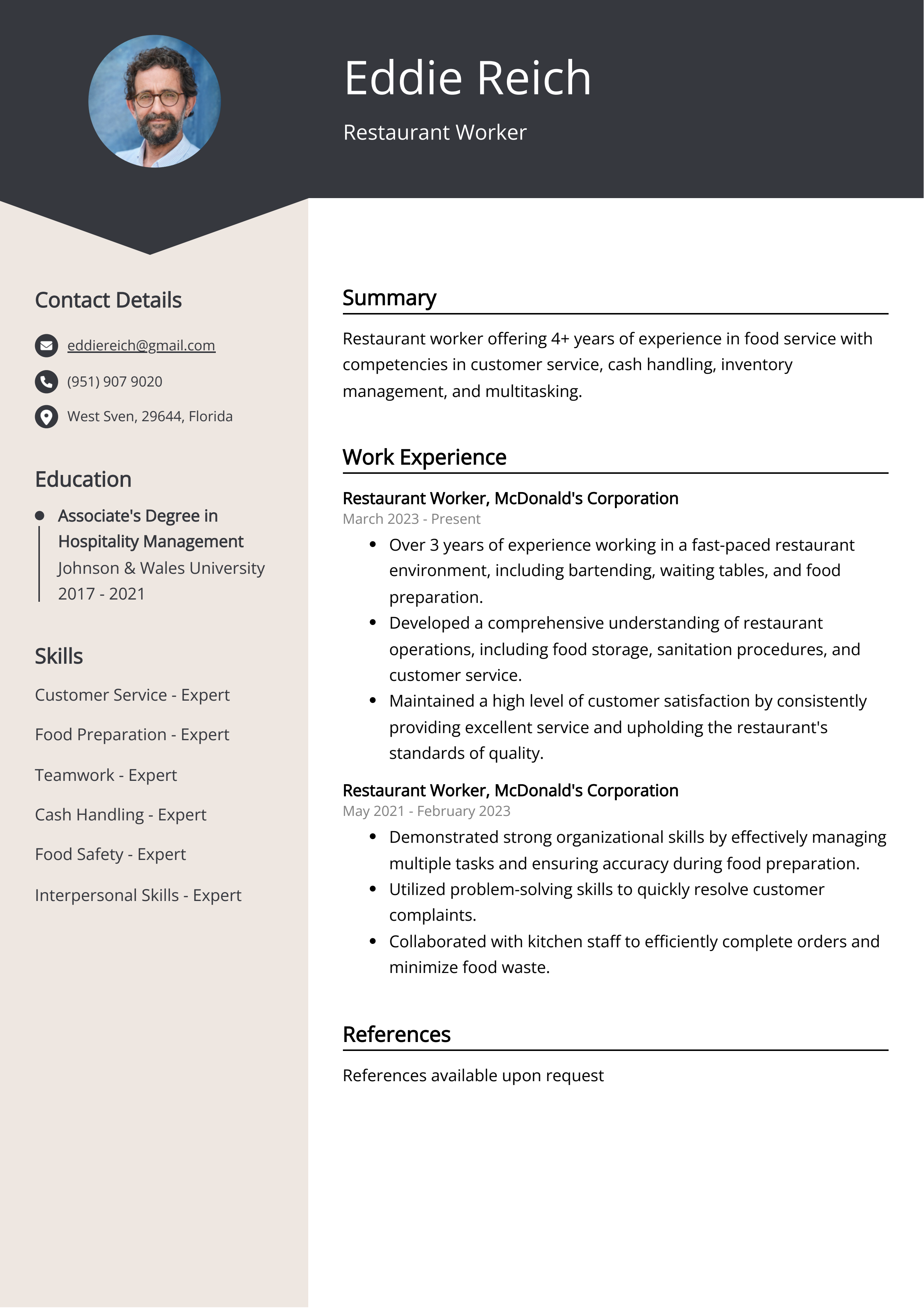 Restaurant Worker Resume Examples Template 20 Tips 