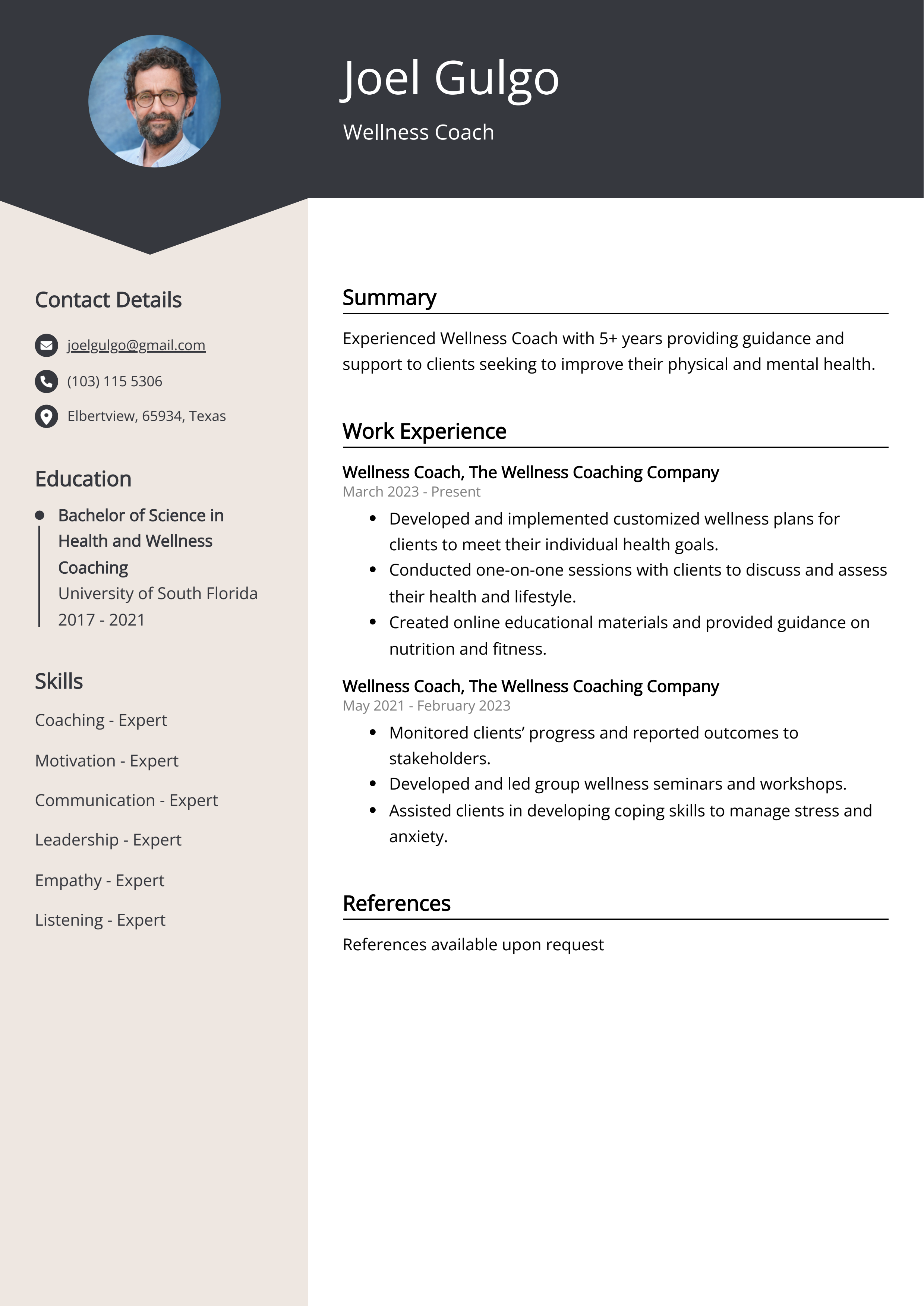Wellness Coach Resume Examples Guide