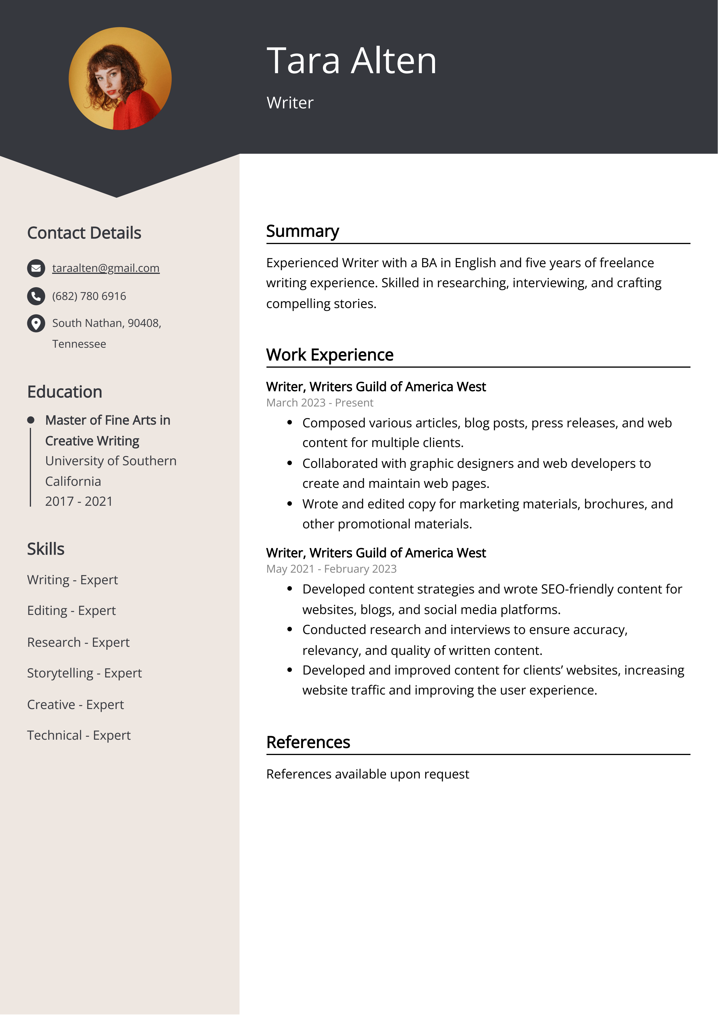 Writer Resume Examples Guide