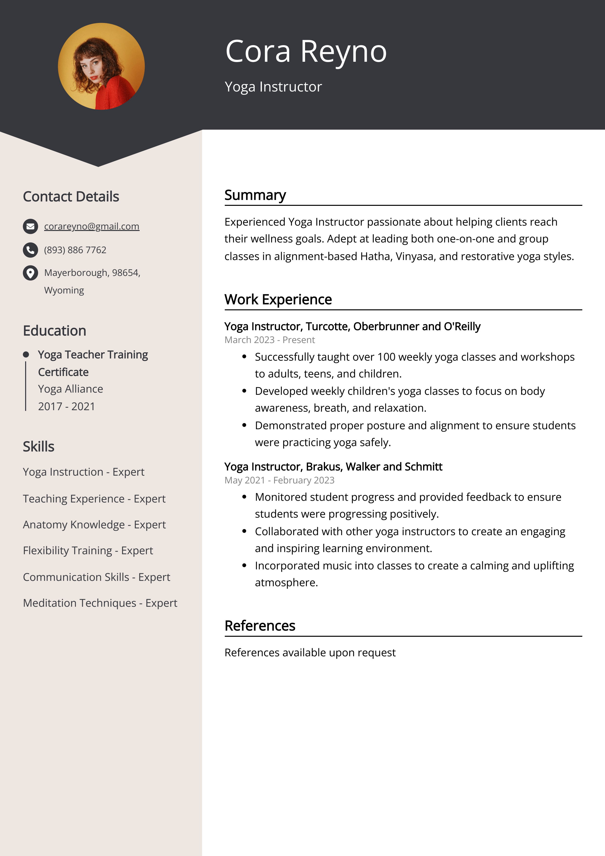 Yoga Instructor Resume Example (Free Guide)