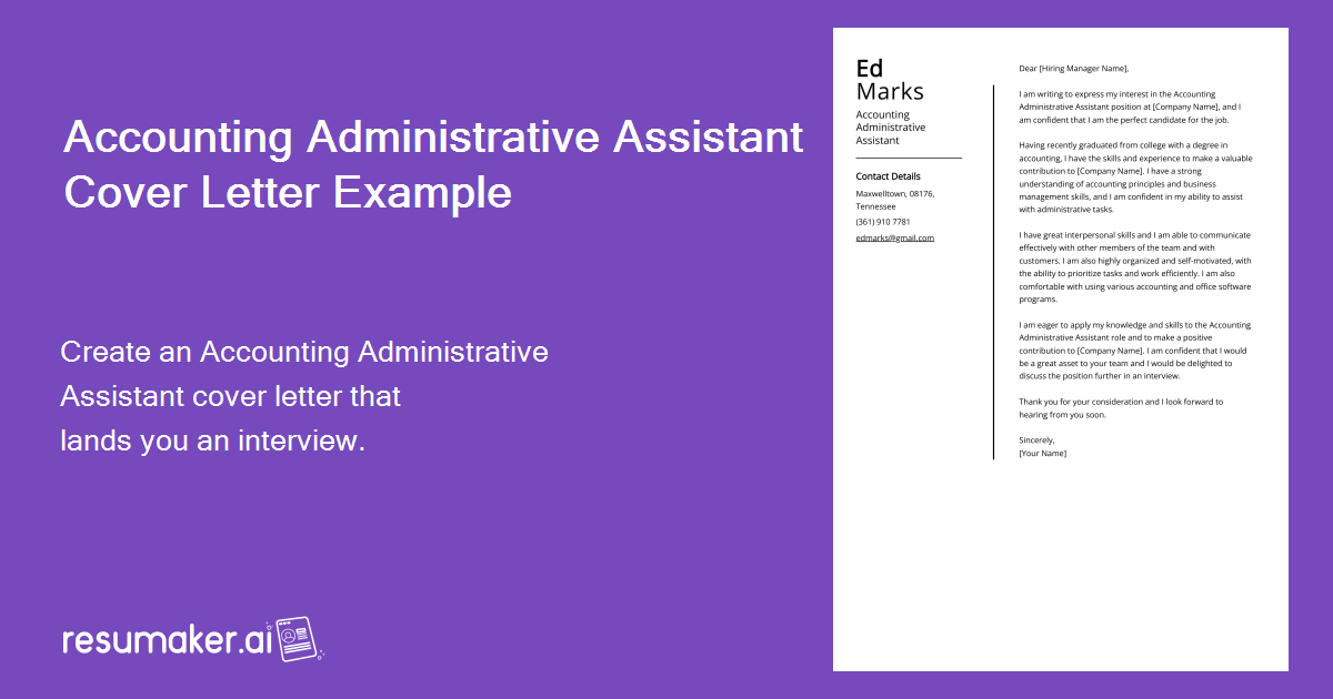 accounting administrative assistant cover letter