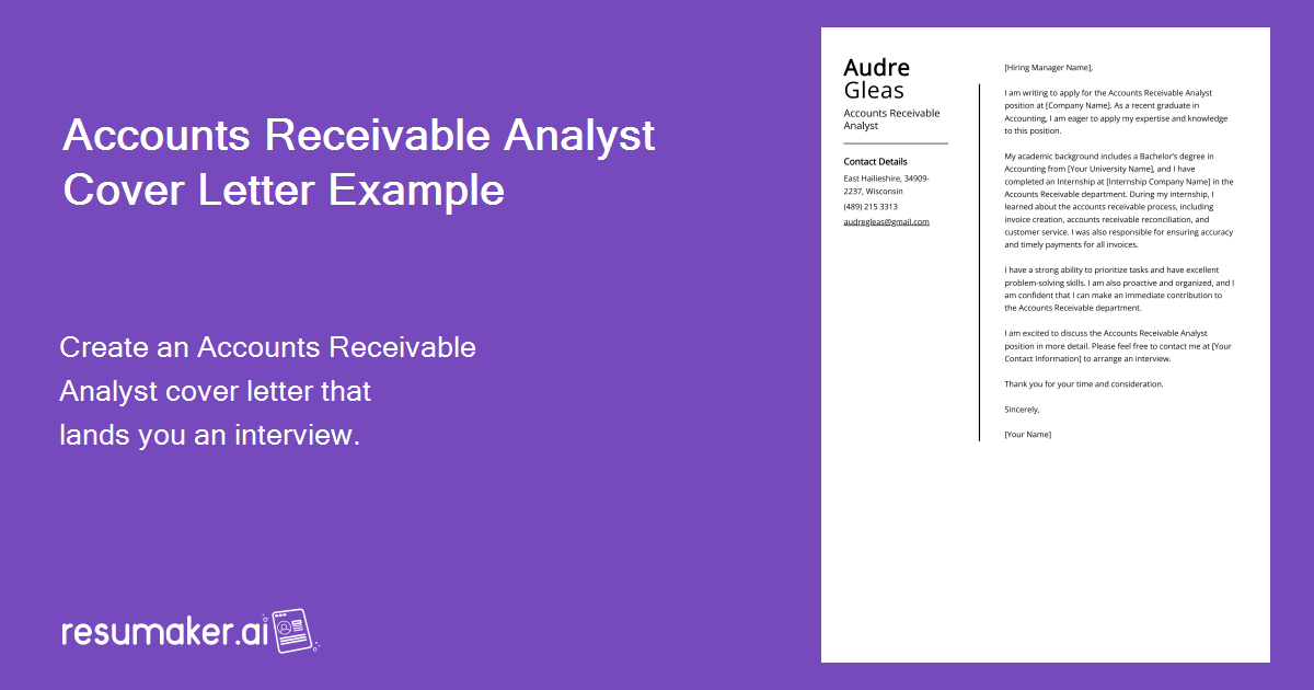 Accounts Receivable Analyst Cover Letter Example For 2024   Accounts Receivable Analyst Cover Letter Example 