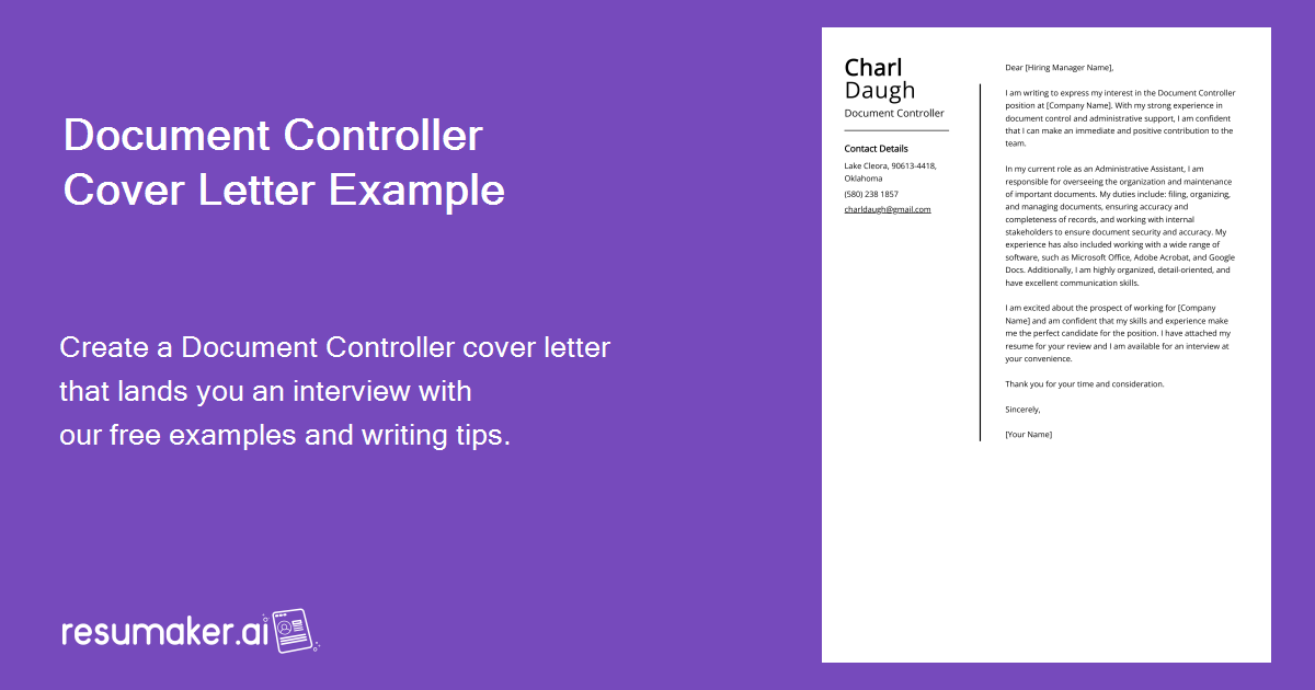 cover letter document controller