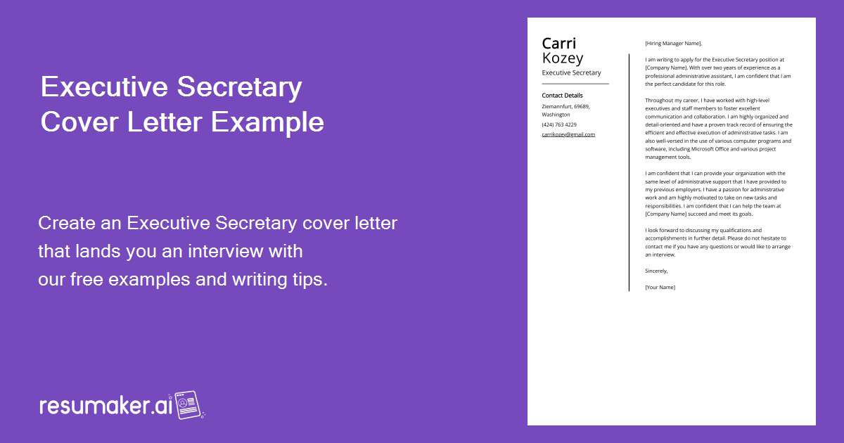 Executive Secretary Cover Letter Example For 2024 Skills And Templates 2295