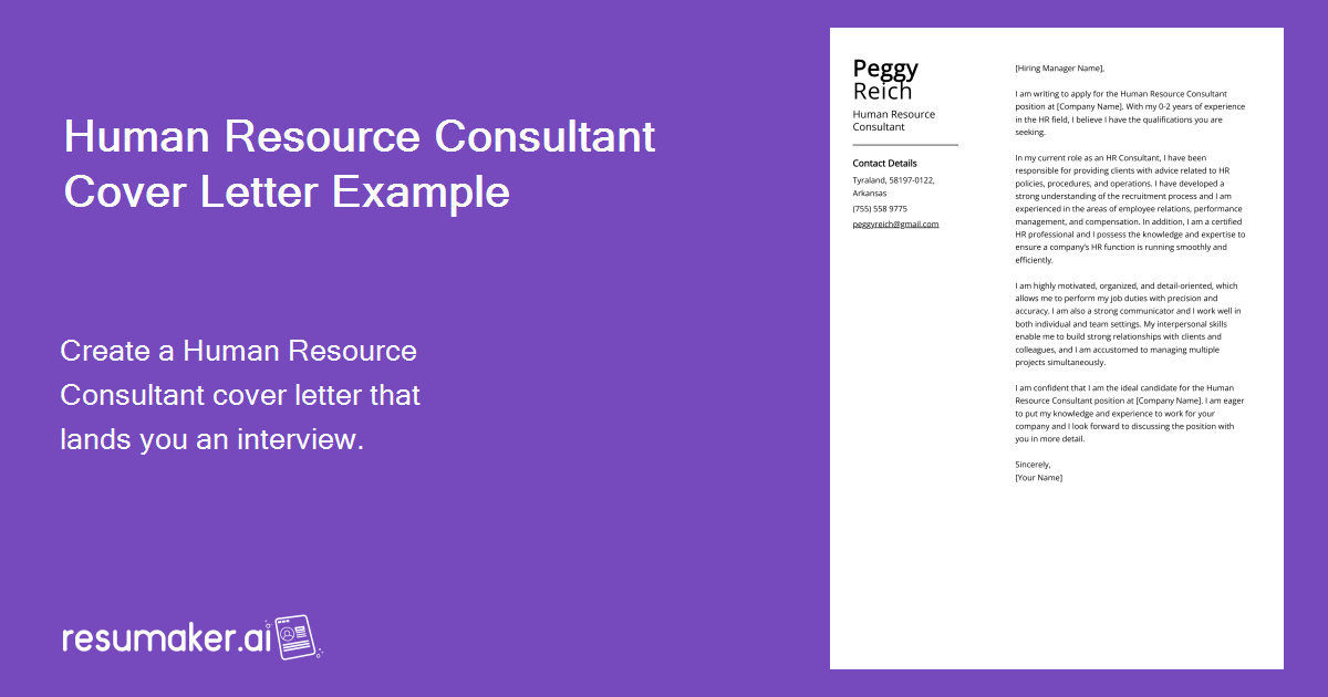 Human Resource Consultant Cover Letter Sample And Guide Entry Level And Senior Jobs