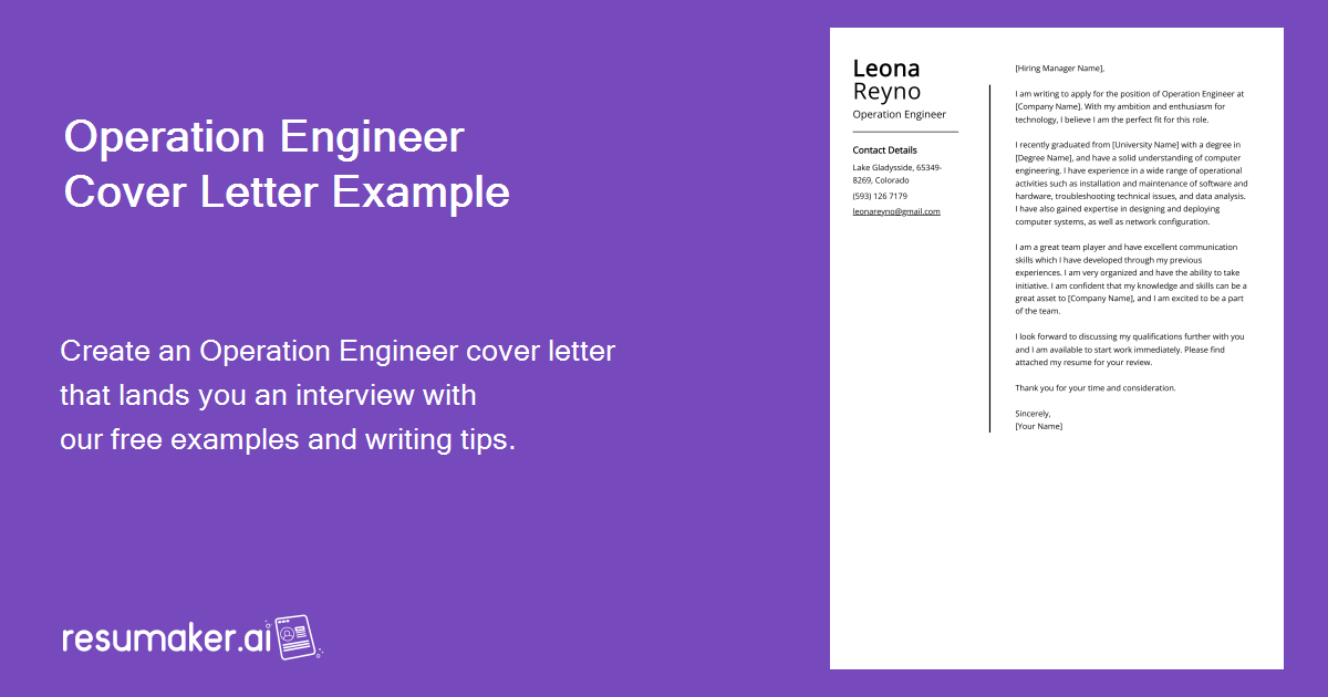 Operation Engineer Cover Letter: Job Description, Sample & Guide