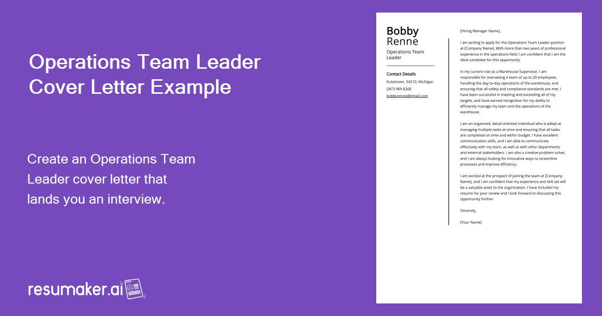 team leader cover letter jobhero