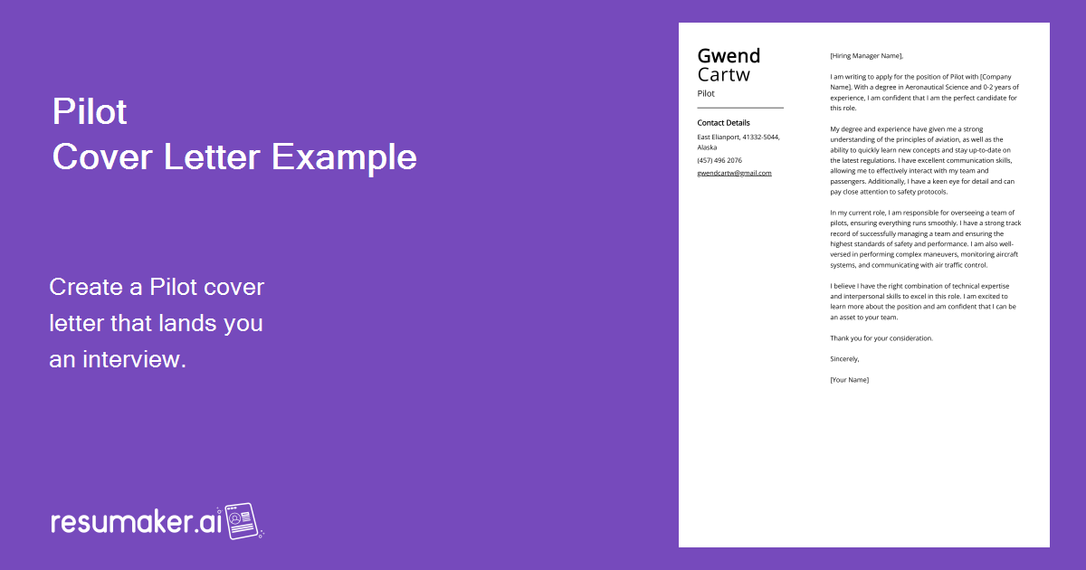 Pilot Cover Letter Examples Template 20 Tips   Pilot Cover Letter Example 