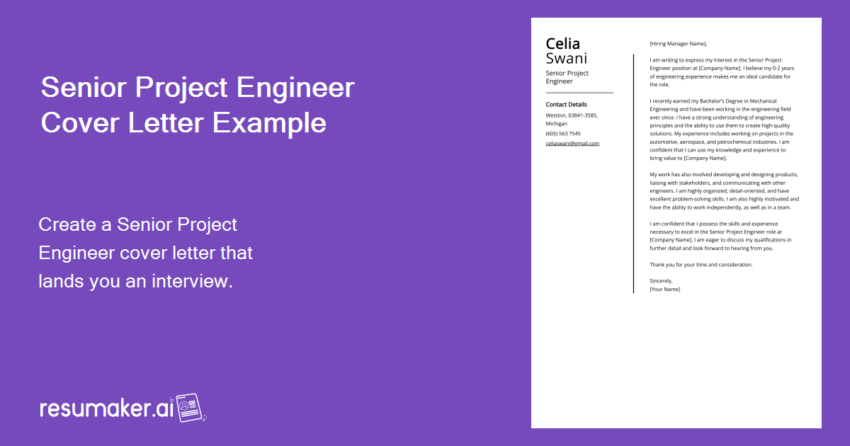 senior project engineer cover letter