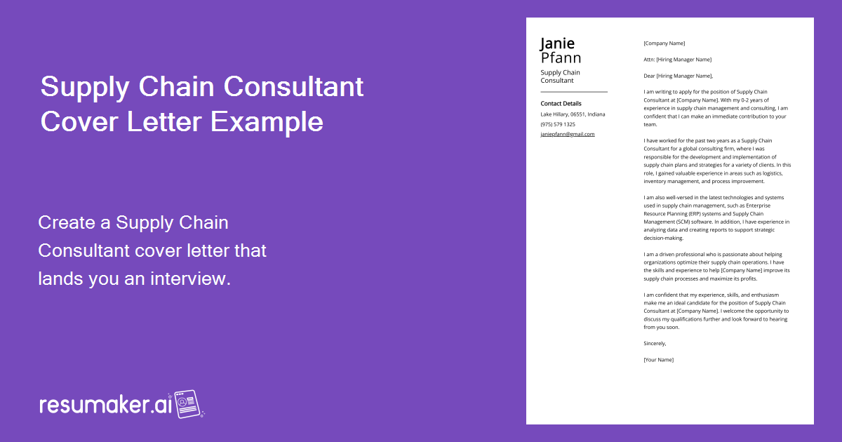 Supply Chain Consultant Cover Letter Examples (Template & 20+ Tips)