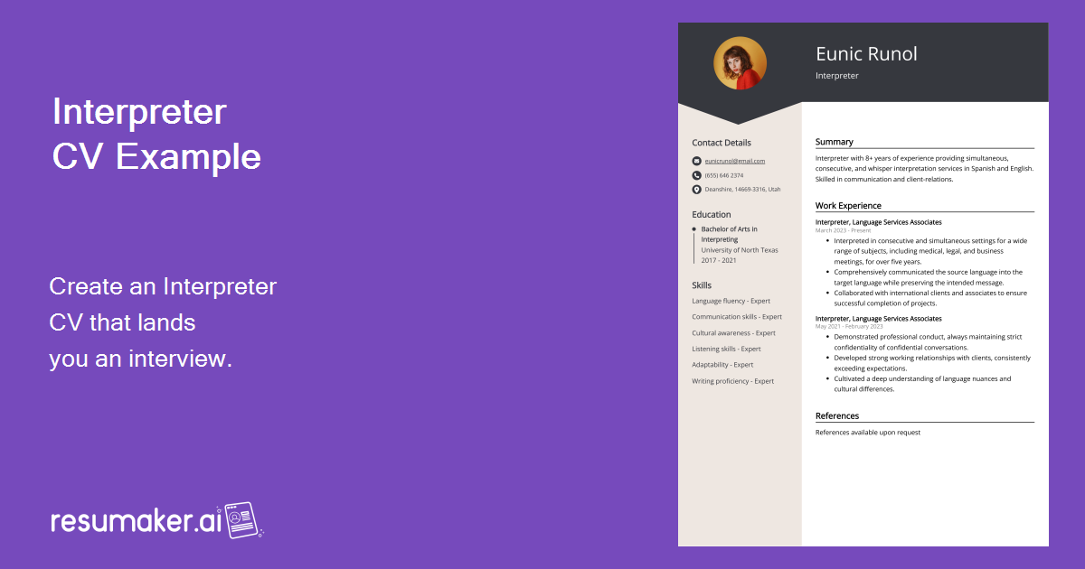 Interpreter CV: Sample & Guide (Entry Level & Senior Jobs)
