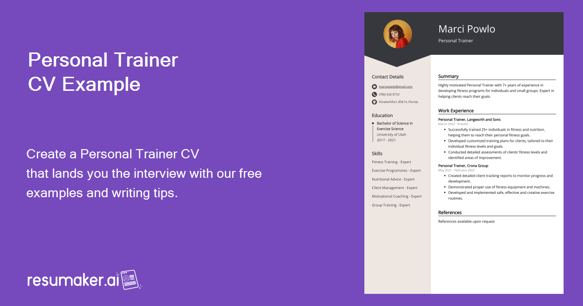 Personal Trainer CV Examples (Template & 20+ Tips)