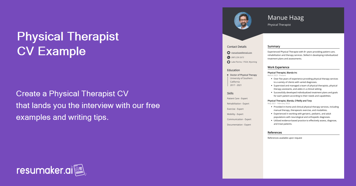 Physical Therapist CV Examples (Template & 20+ Tips)