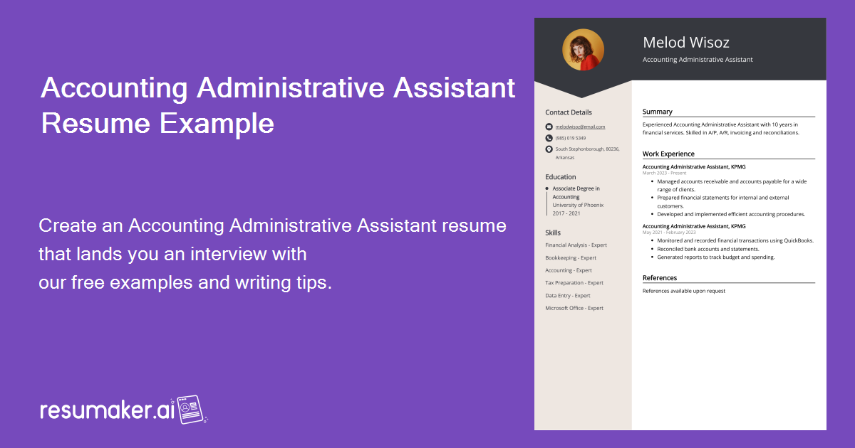 Accounting Administrative Assistant Resume Example For 2024 Skills   Accounting Administrative Assistant Resume Example 