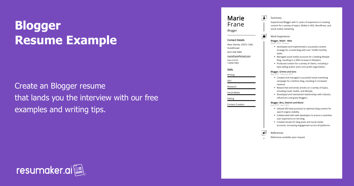 blogger-resume-example-free-guide